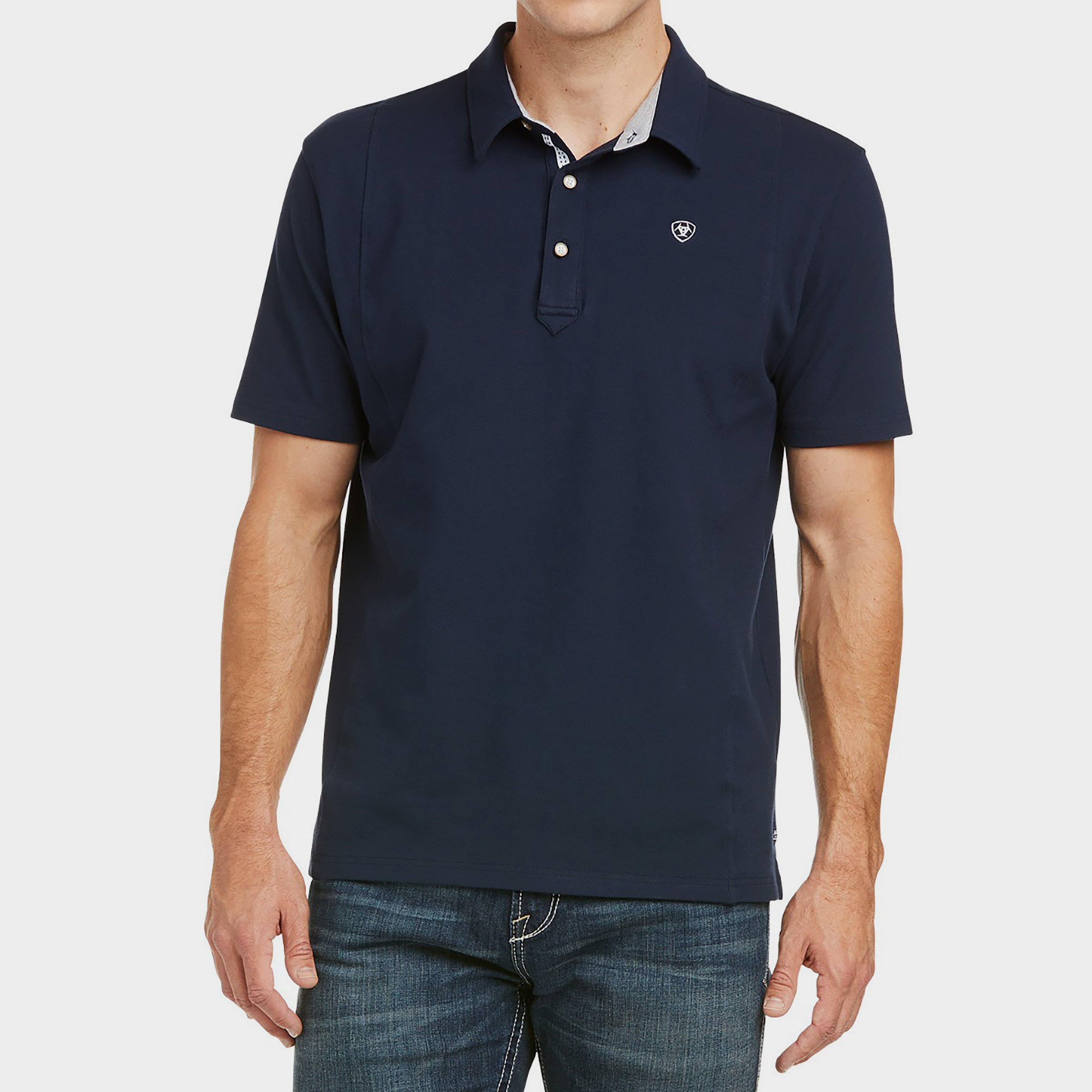 Image of Ariat Mens Medal Short Sleeved Polo, Blue