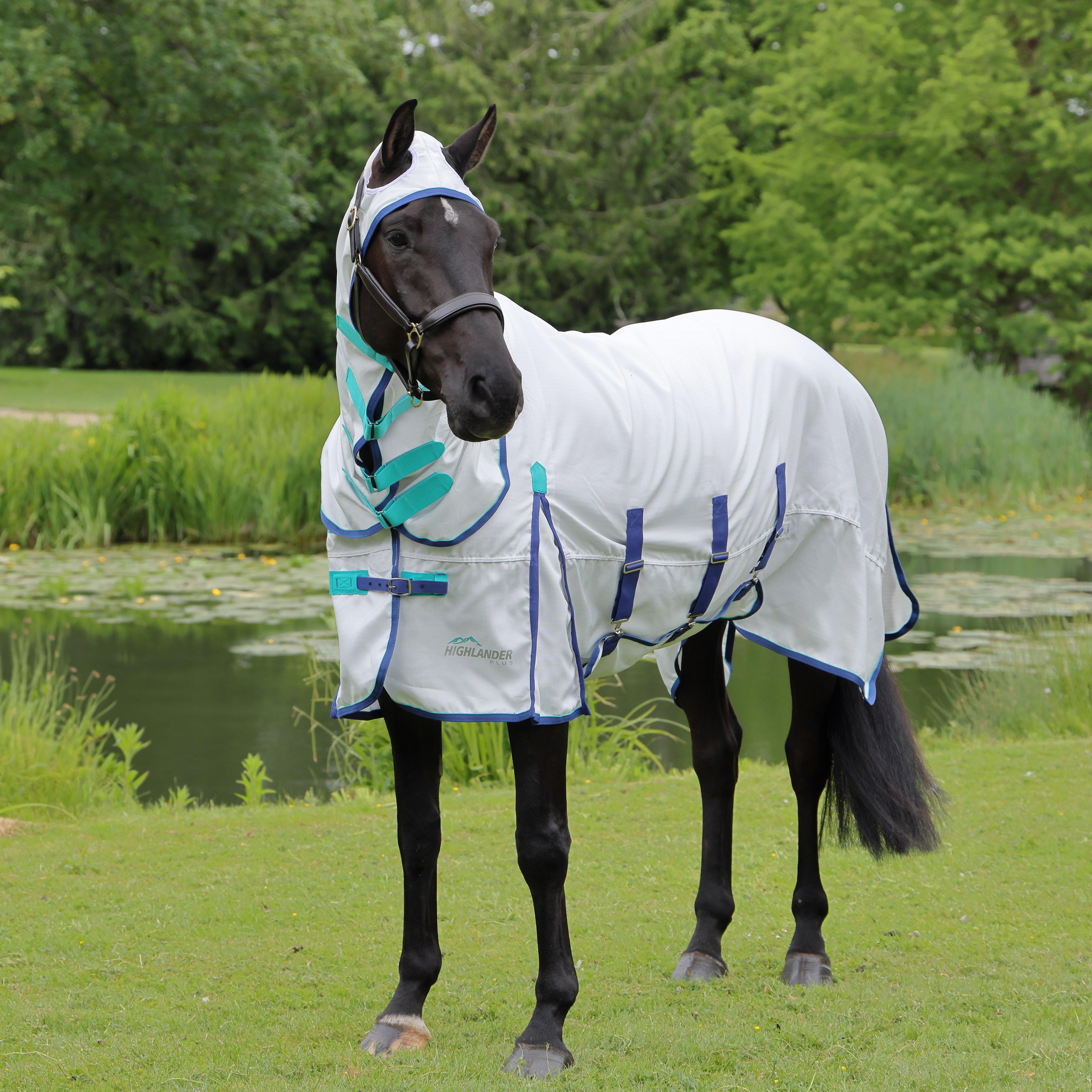 Image of Shires Highlander Plus Sweet-itch Combo Rug, White