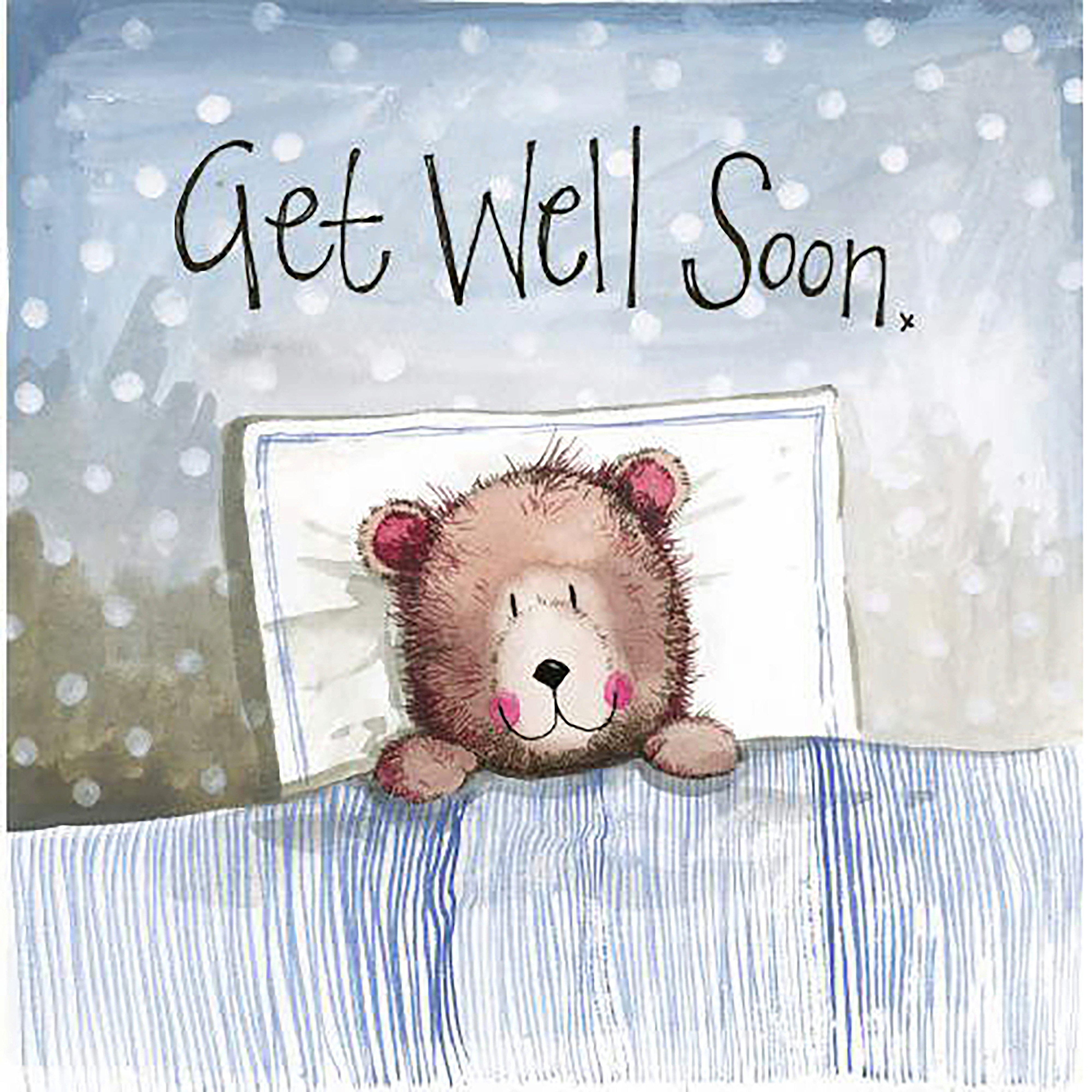 Square Occasion Card Get Well Bear