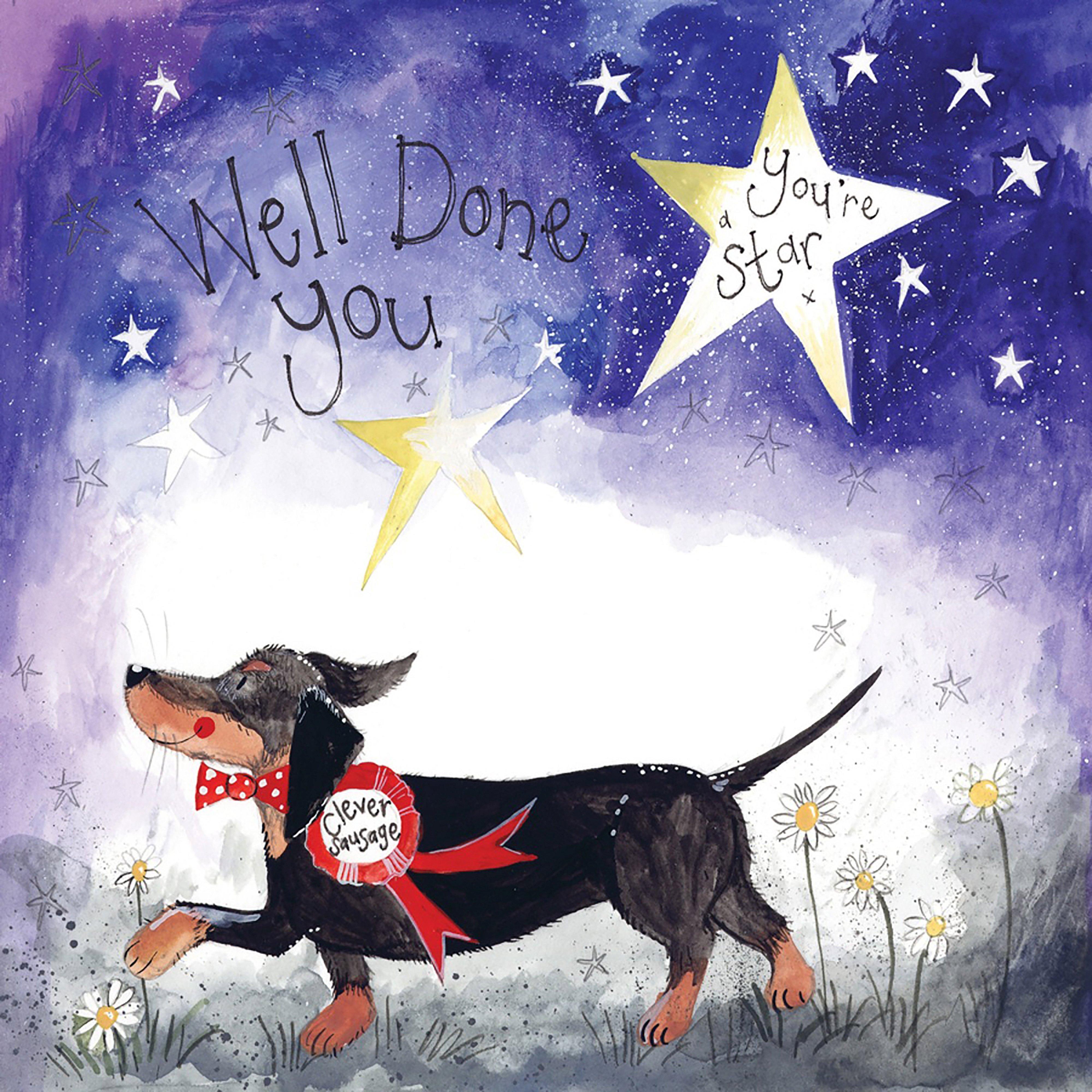 Starlight Sausage Dog Congratulations Card