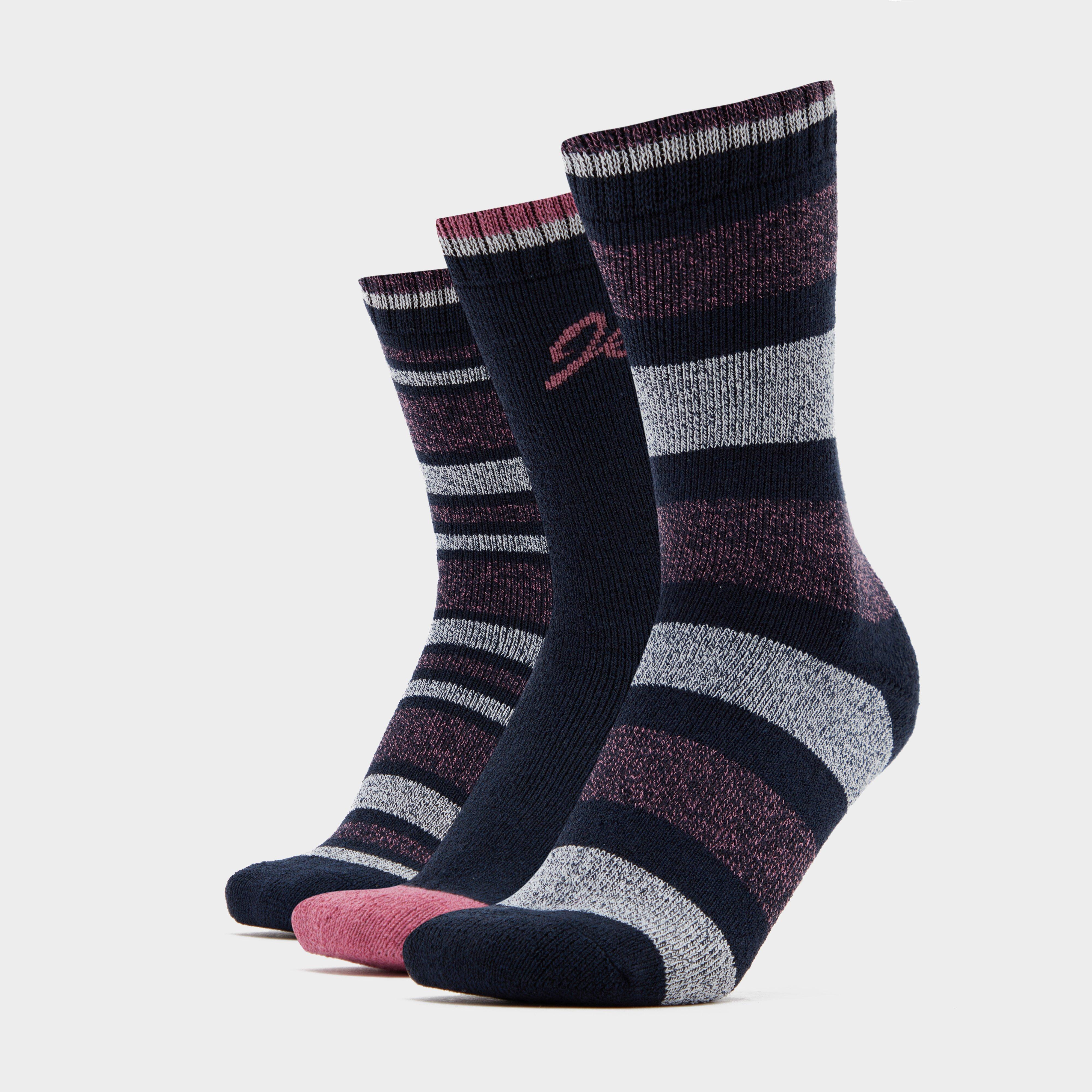 Image of Jeep Womens Stripe Socks 3 Pack Navy, Multi Coloured