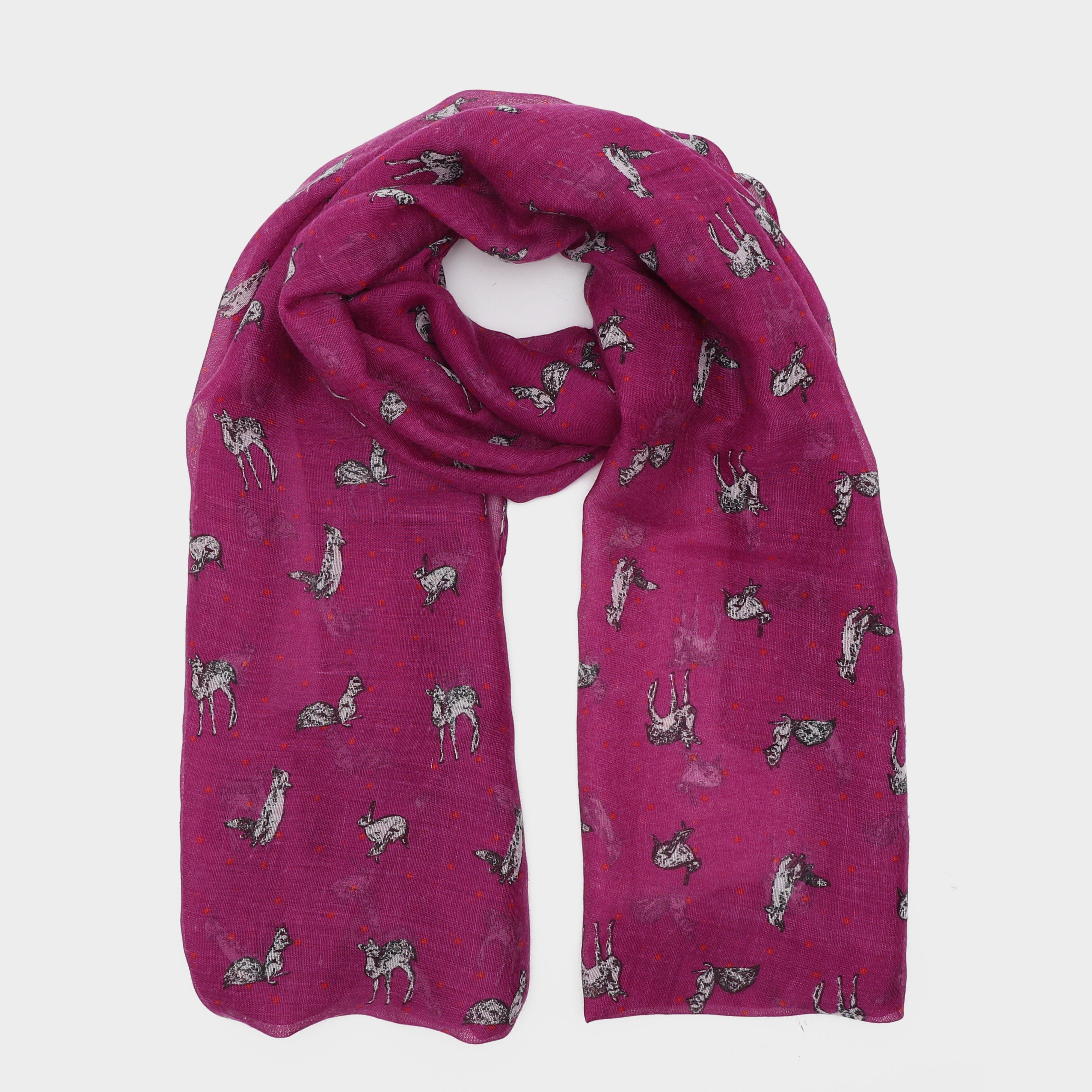 Image of Platinum Womens Blaze Viscose Scarf Pink Animals, Pink