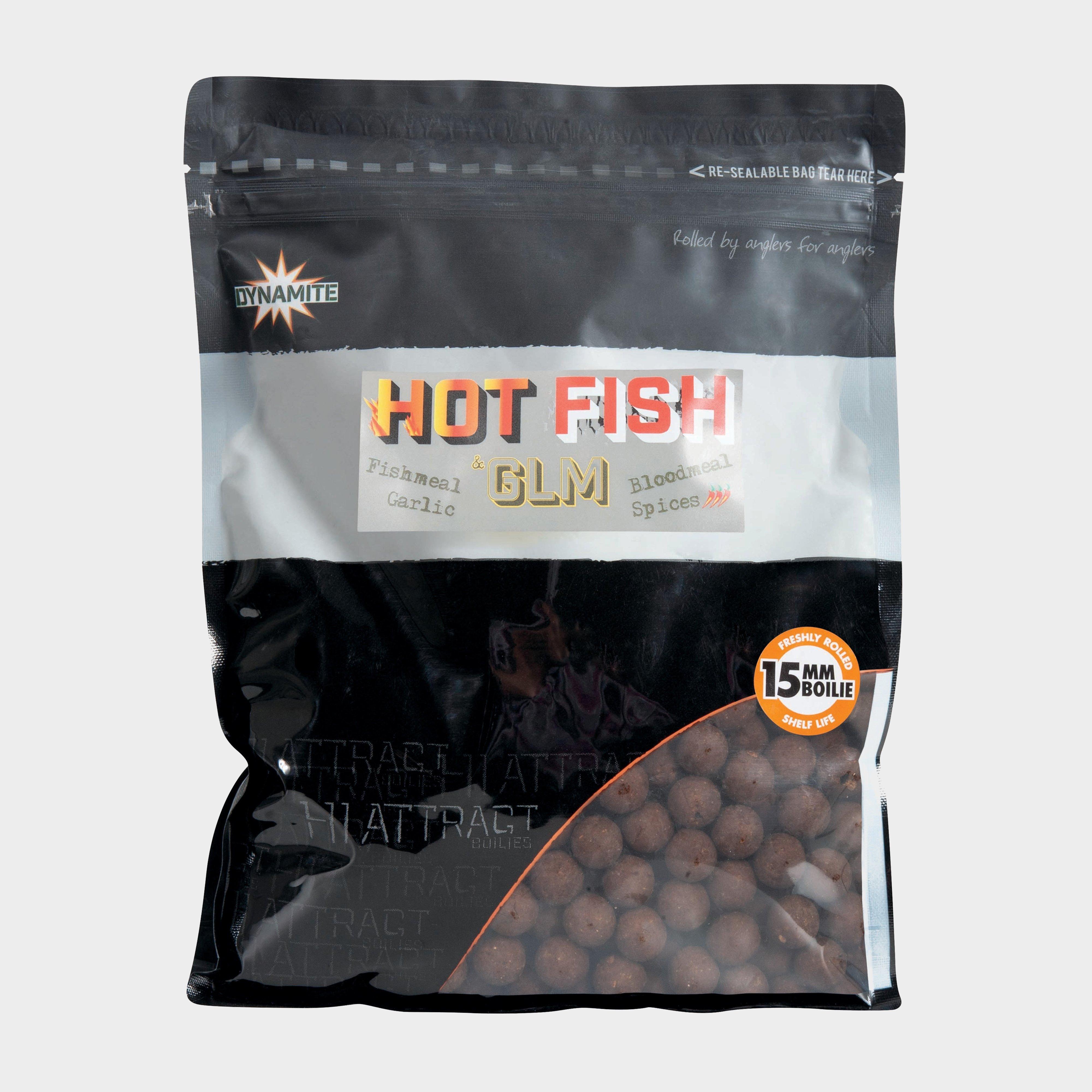 Image of Dynamite Hot Fish & GLM Boilies 15mm 1kg, Brown