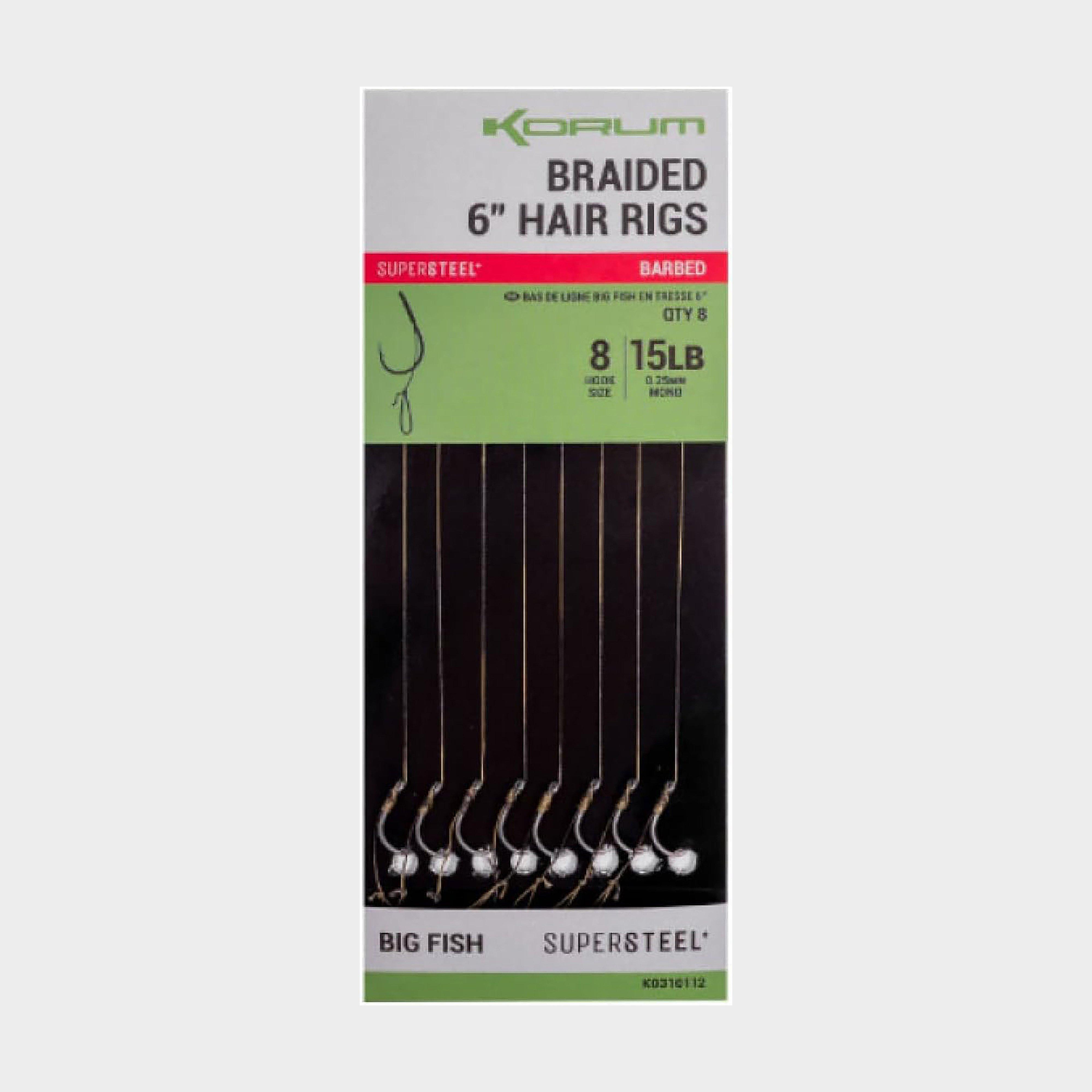 Image of KORUM Big Fish Braided Hair Rigs 6” Size 8 Barbed, Multi Coloured