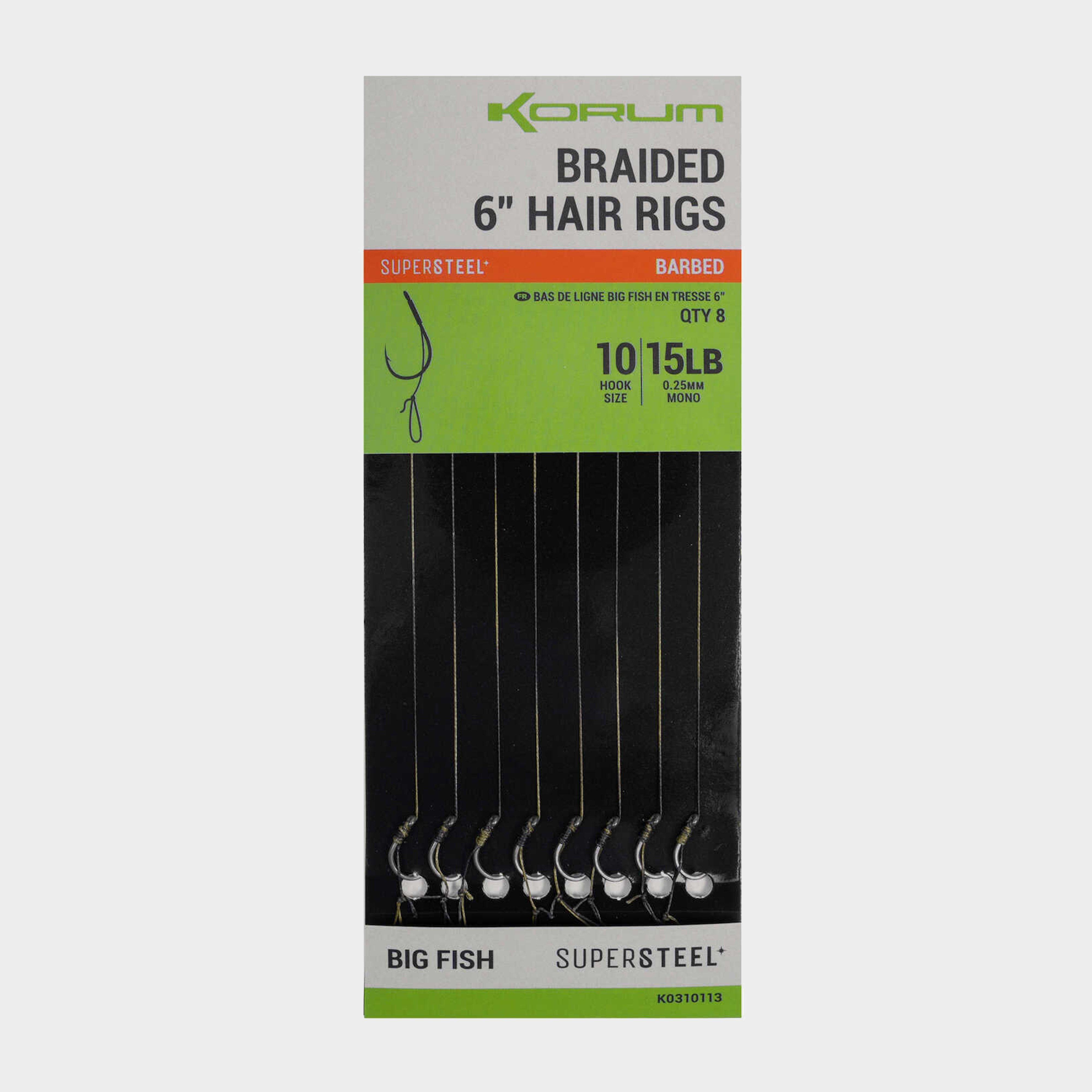 Image of KORUM Big Fish Quickstop Hair Rigs 6 Inch Barbed Size 10