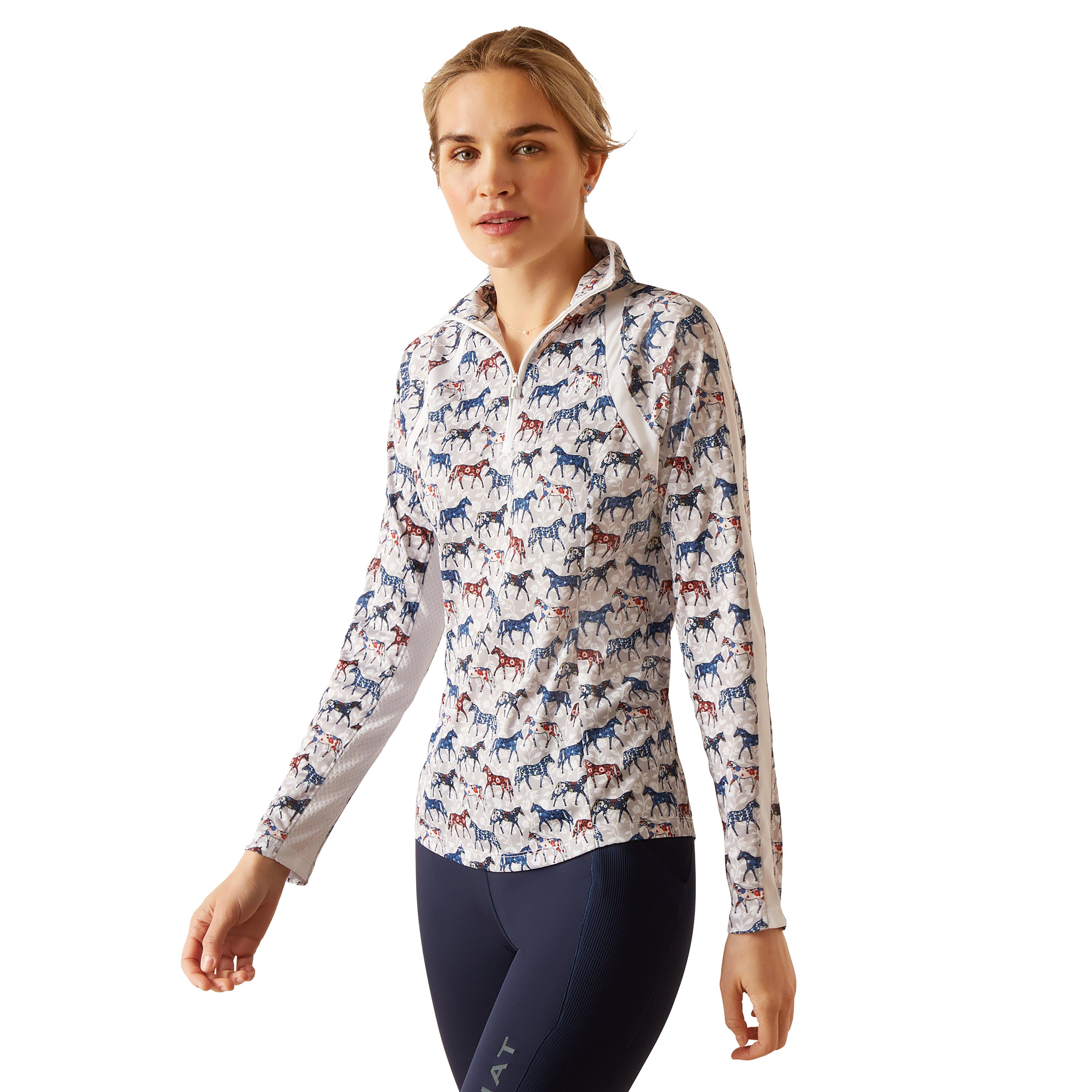 Womens Sunstopper 3.0 1/4 Zip Base Layer Painted Ponies