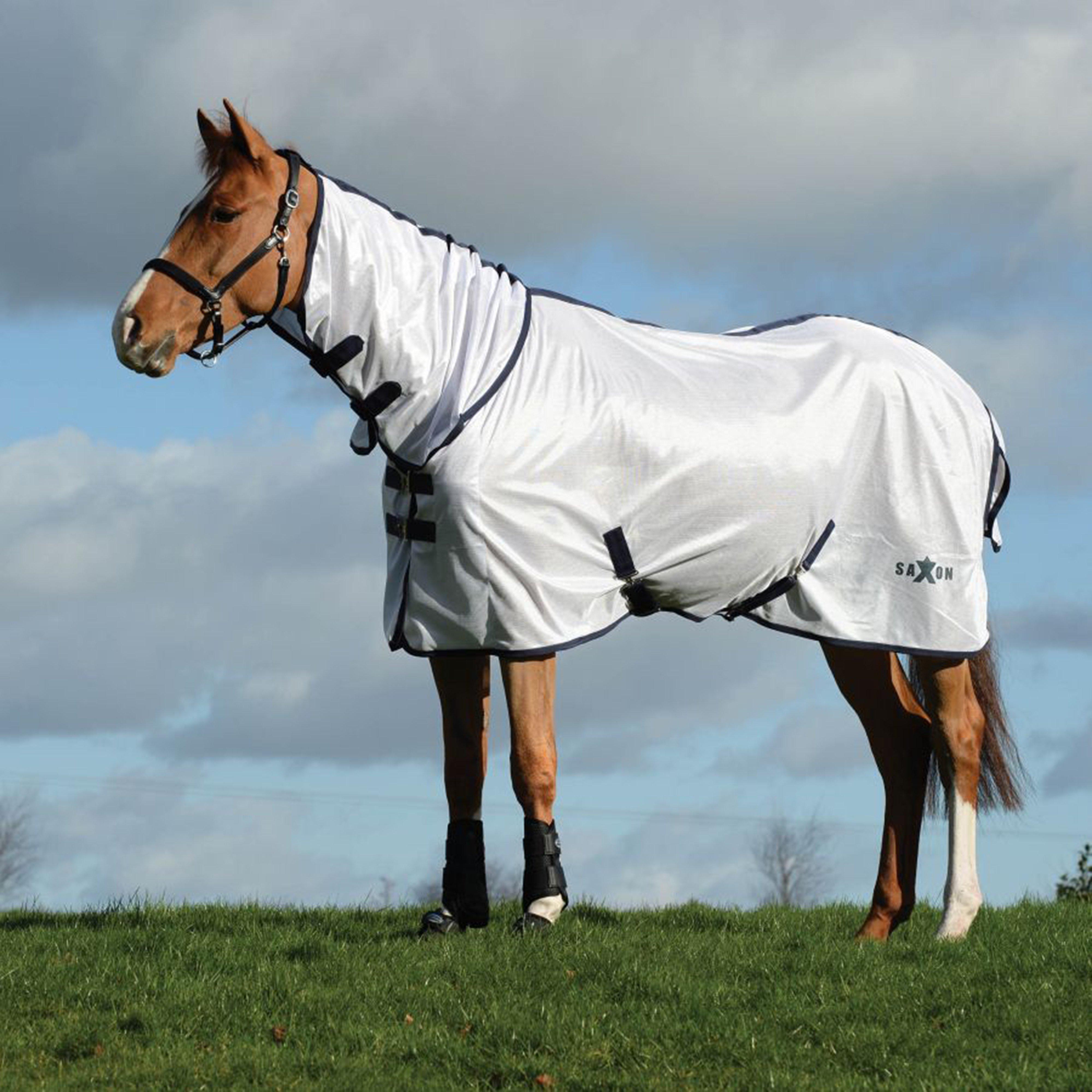 Image of Saxon Mesh Combo Neck Fly Rug, White/Navy