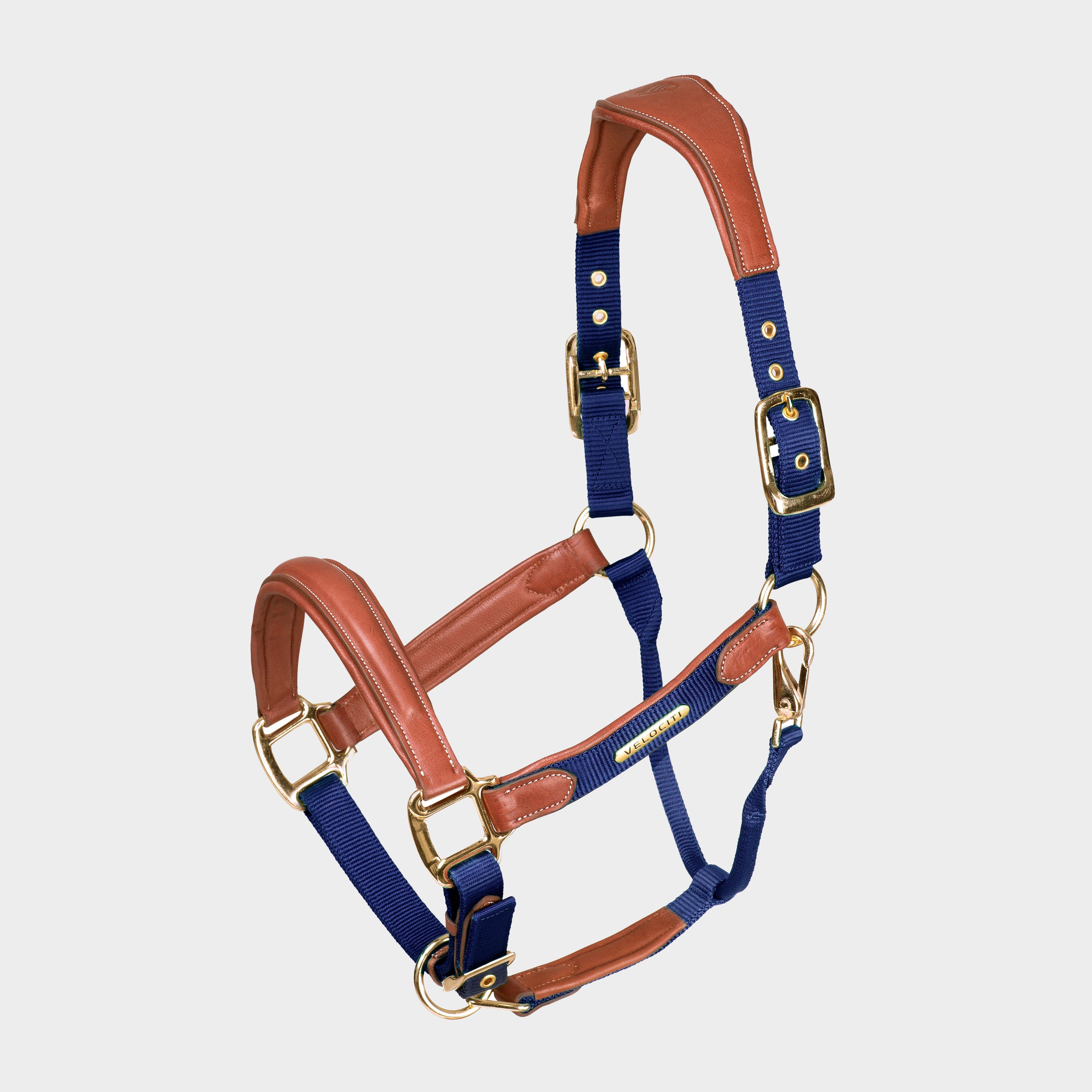 Image of Velociti Velociti Lusso Padded Leather Headcollar, Navy