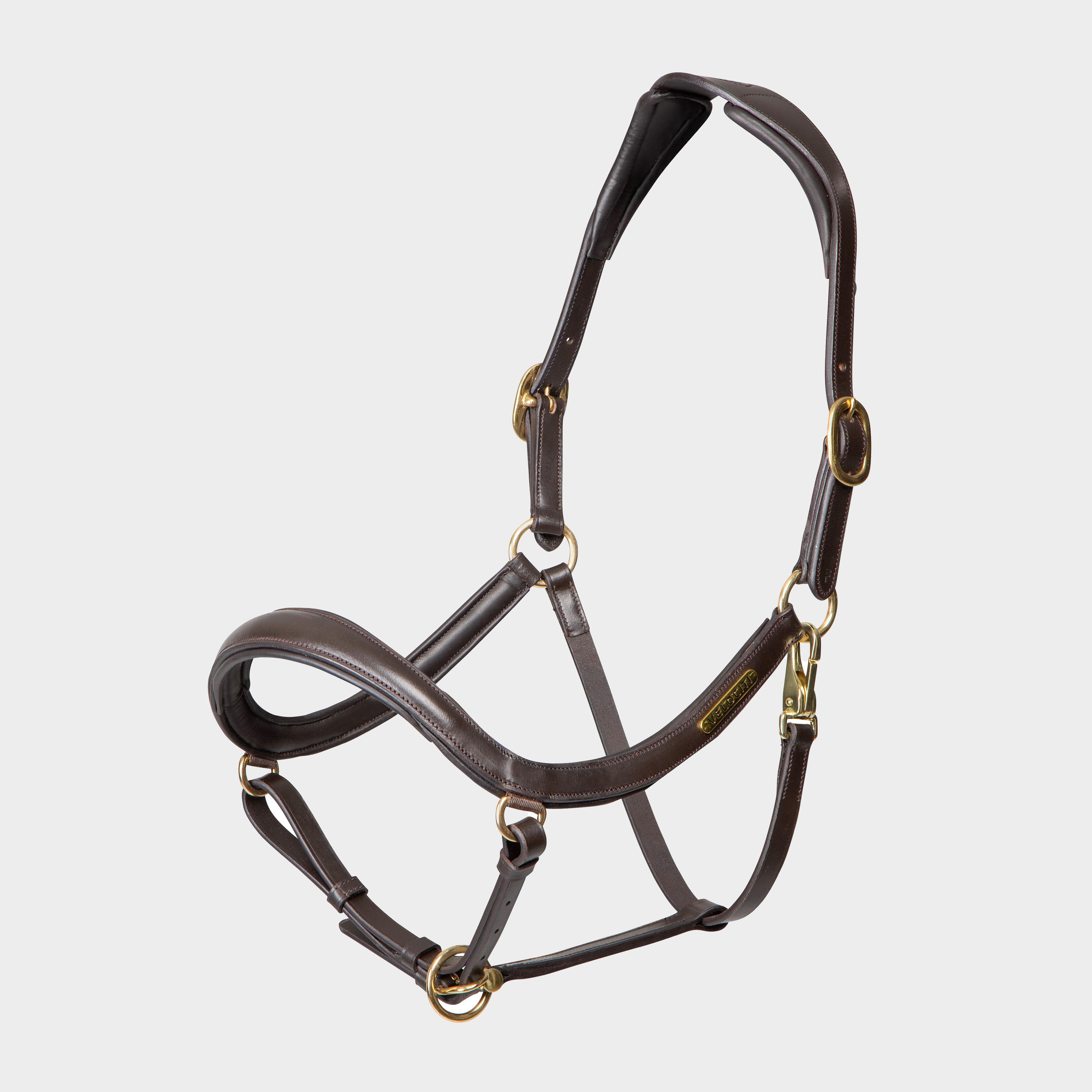 Image of Velociti Rapida Curved Leather Headcollar Havana, Brown