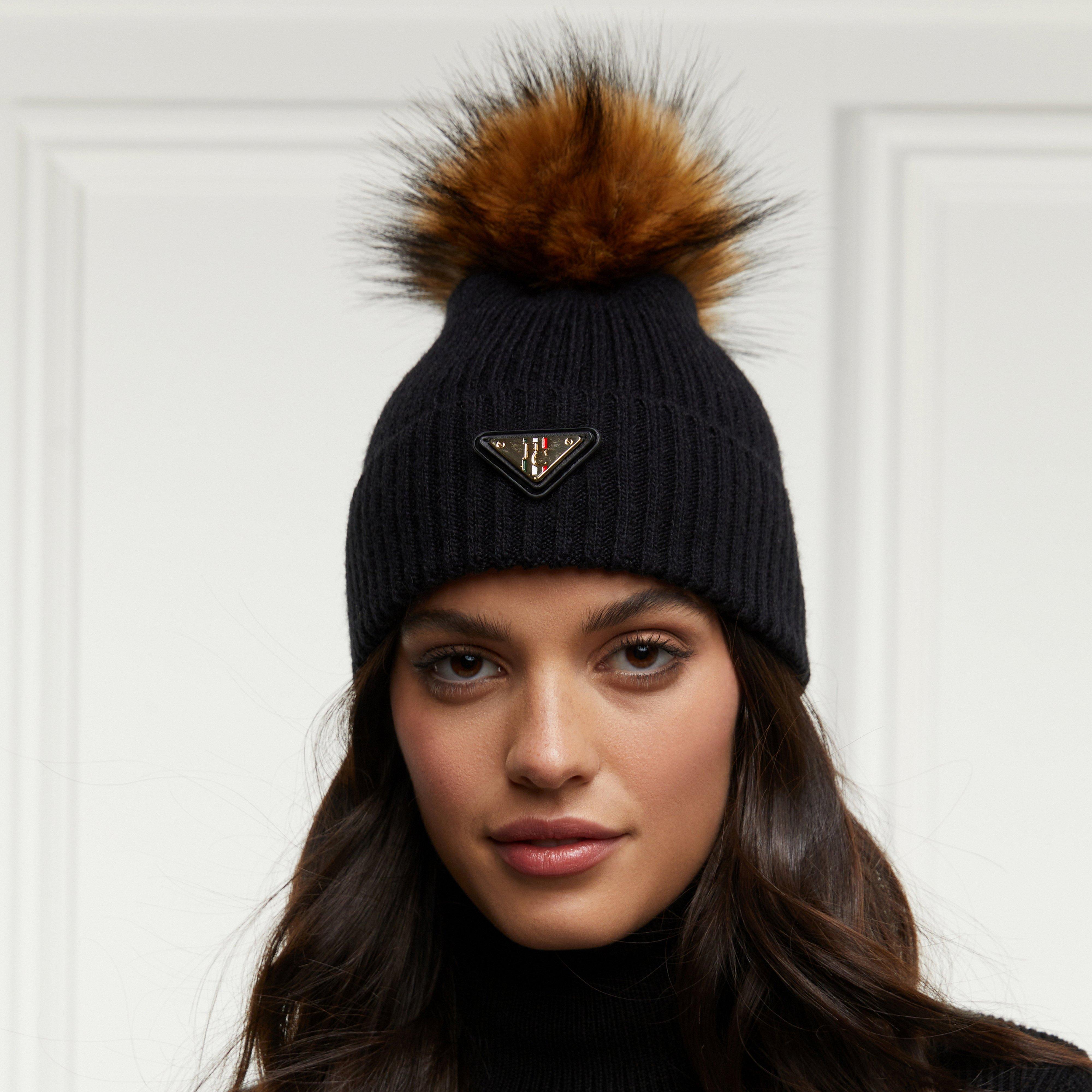 Image of Holland Cooper Womens Burghley Bobble Hat, Black