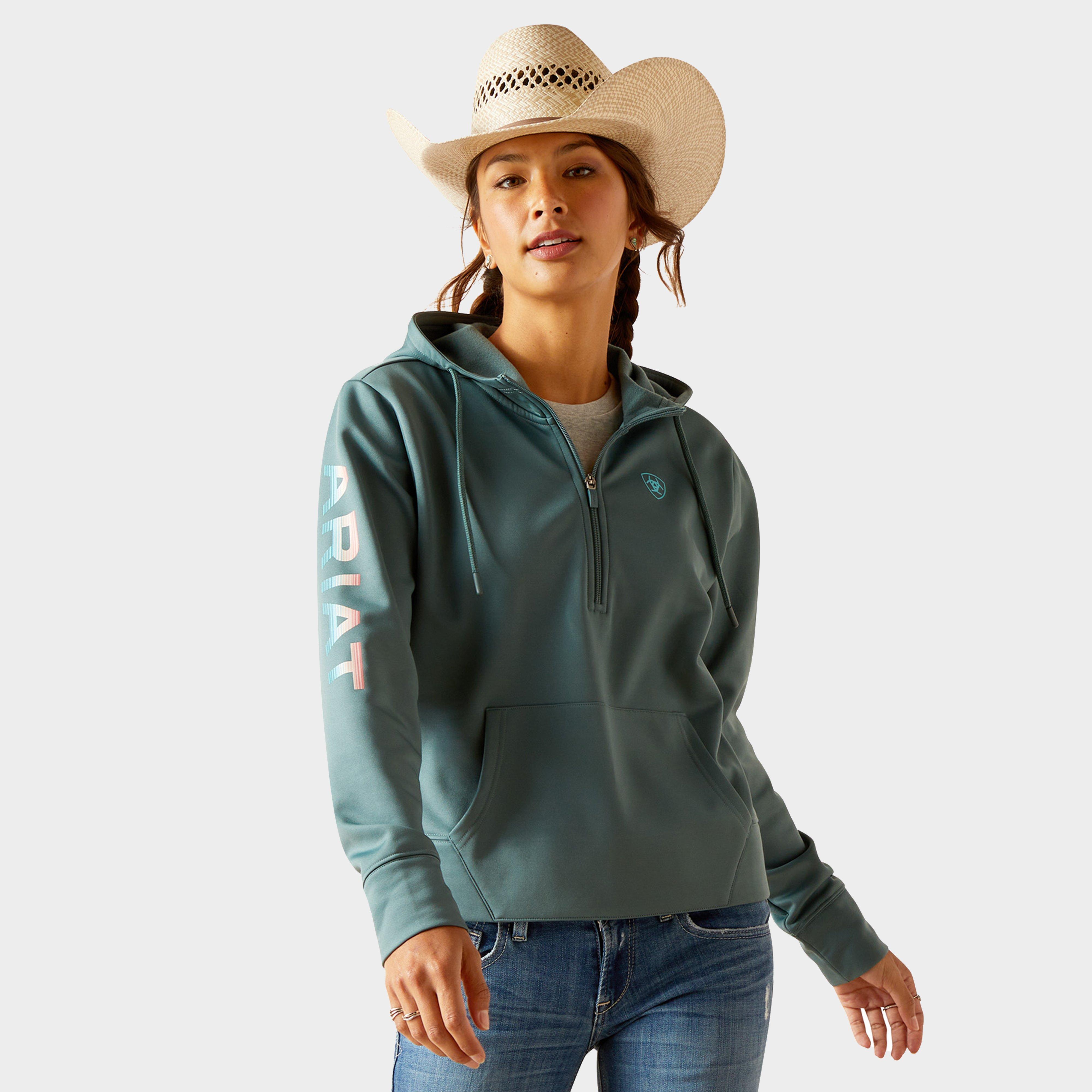 Image of Ariat Womens Tek Hoodie 1/2 Zip Hoodie, Blue