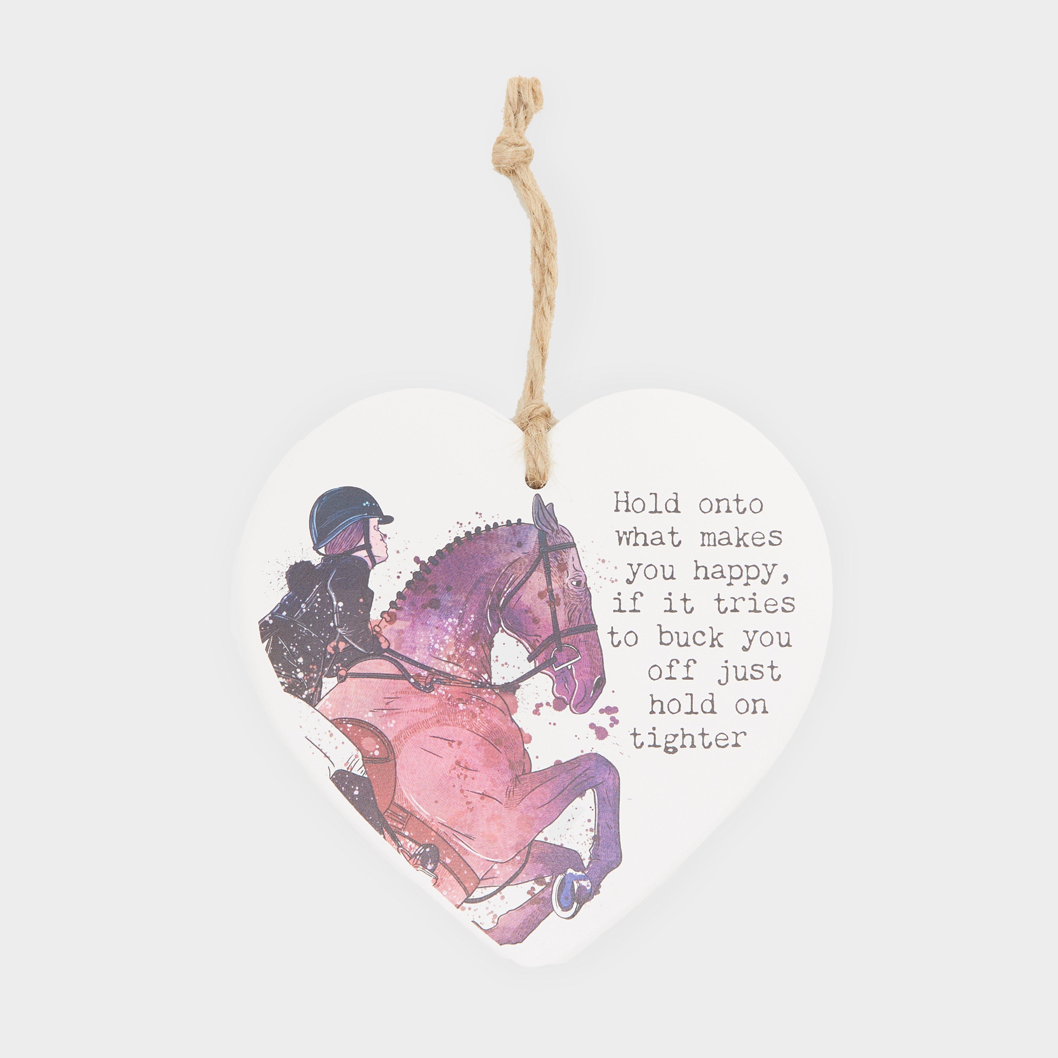 Image of Platinum Ceramic Heart Hold On Hanging Plaque, Multi Coloured