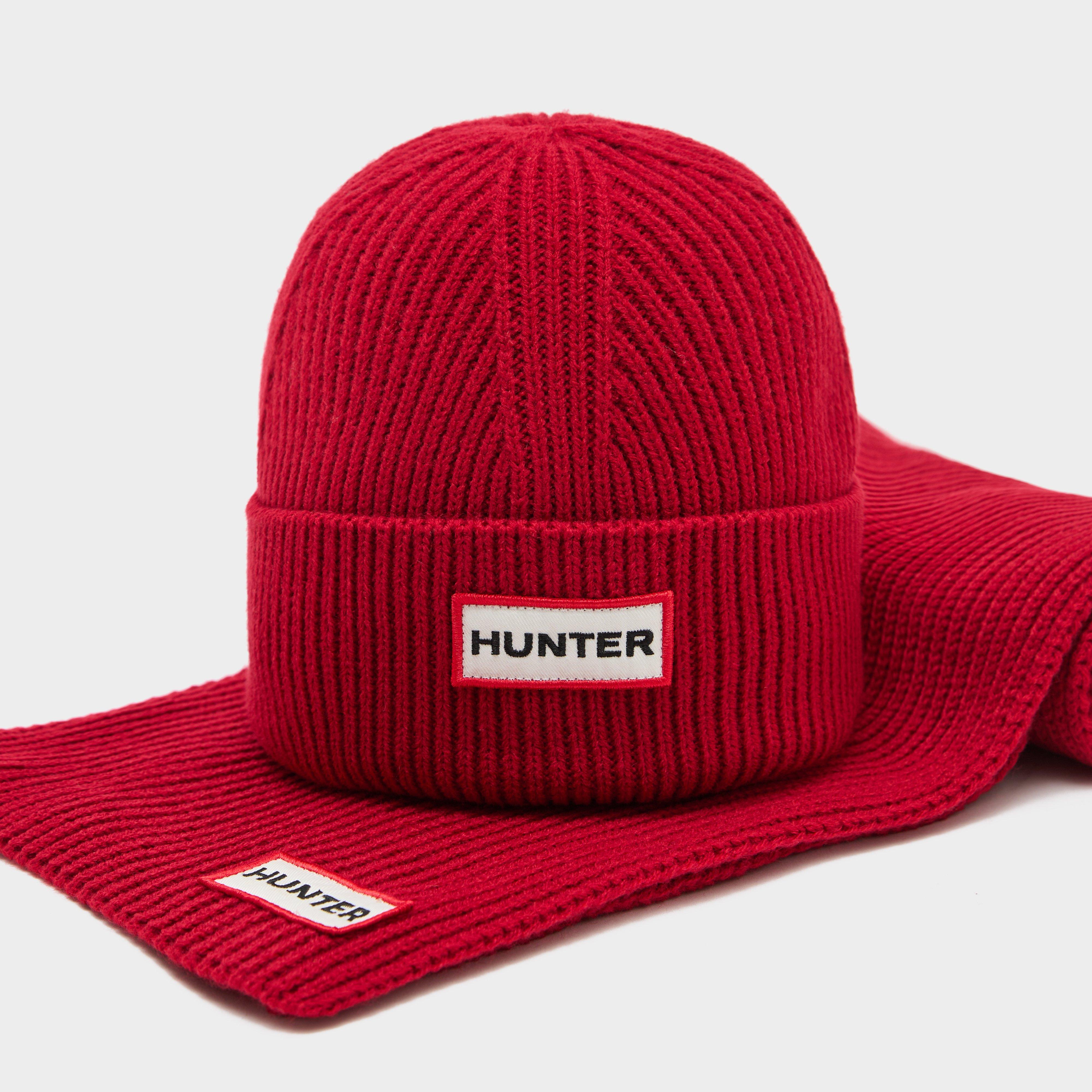 Image of Hunter Unisex Jura Scarf and Beanie Box Set, Red