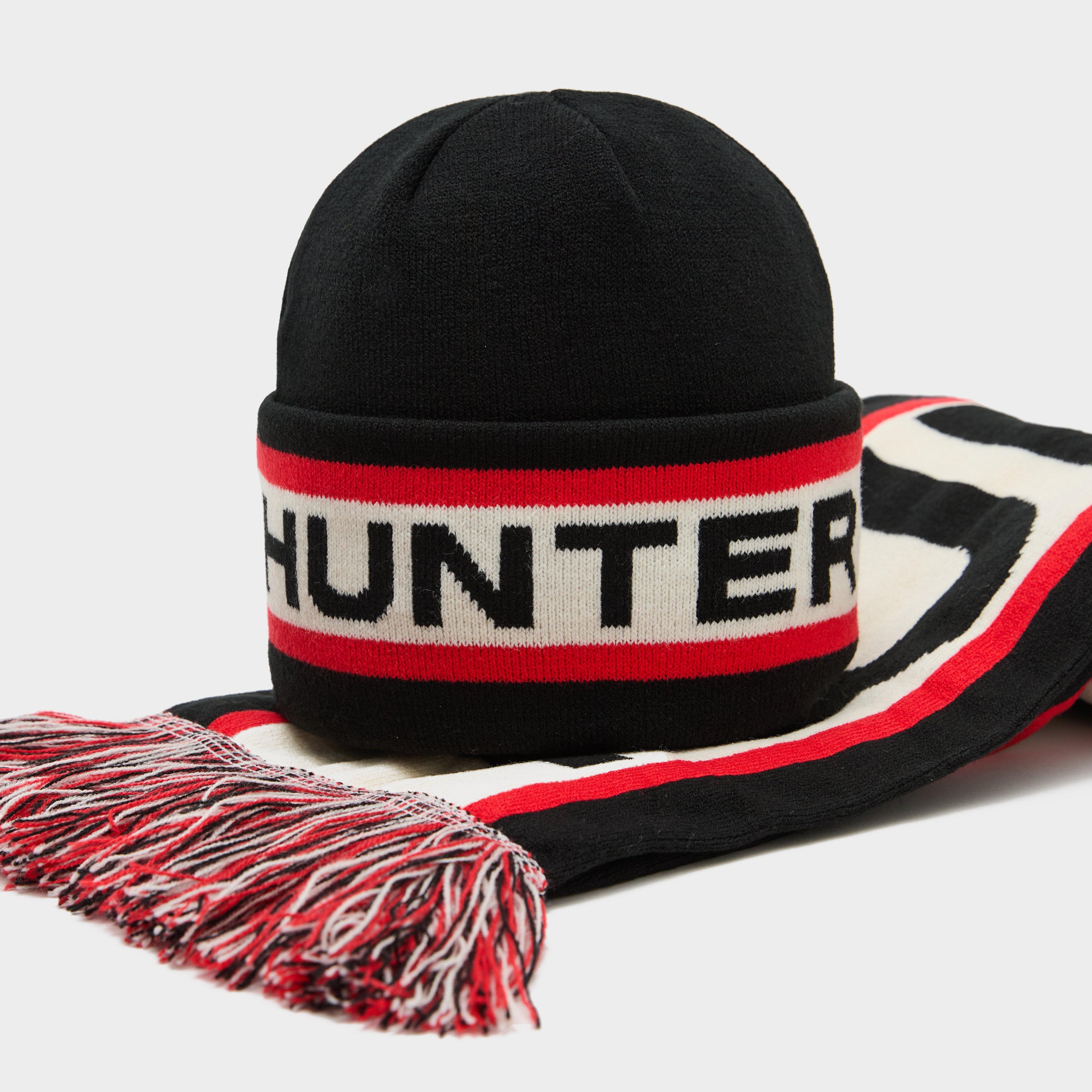 Image of Hunter Unisex Dunbar Scarf and Beanie Boxset, Black