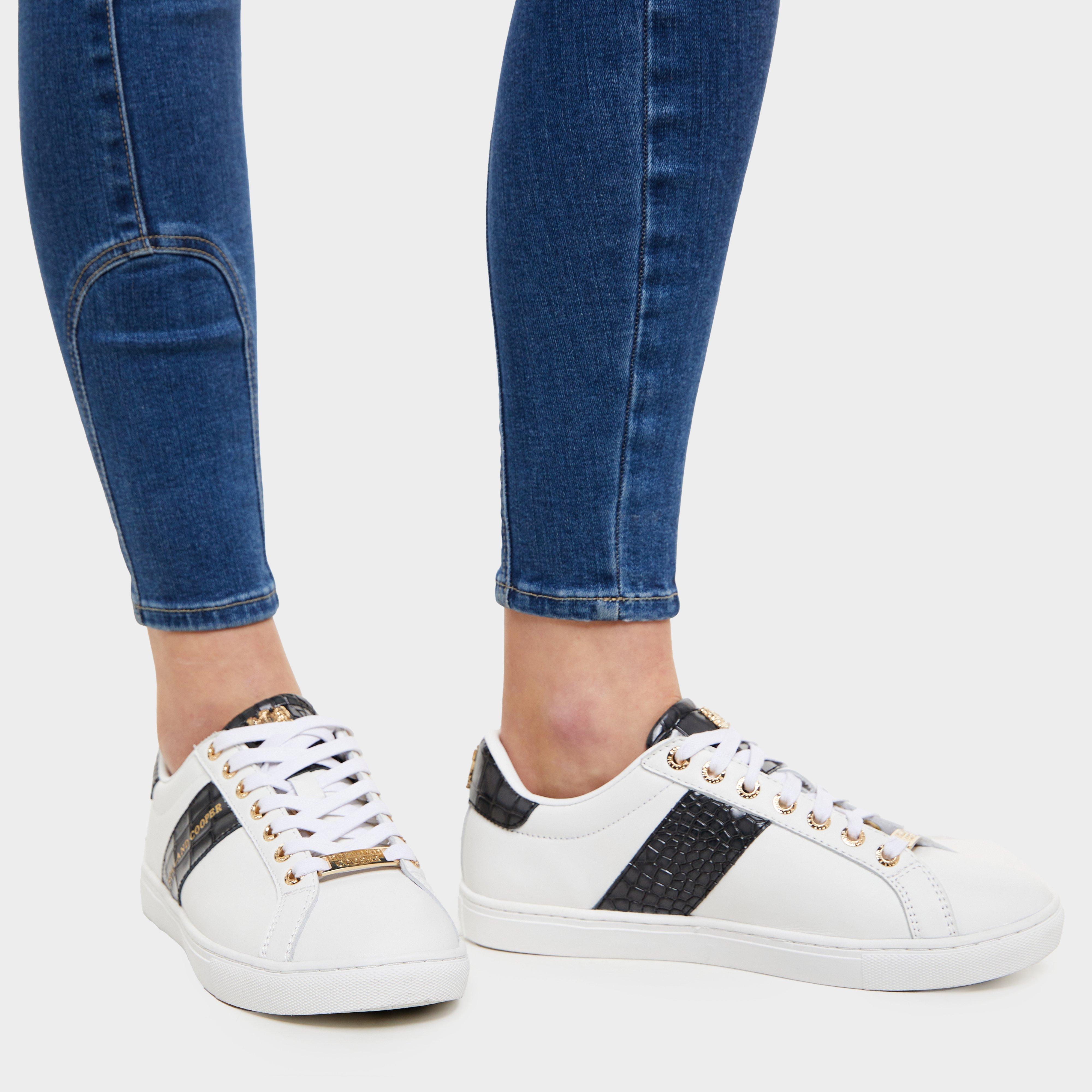 Image of Holland Cooper Womens Knightsbridge Court Trainers, Black