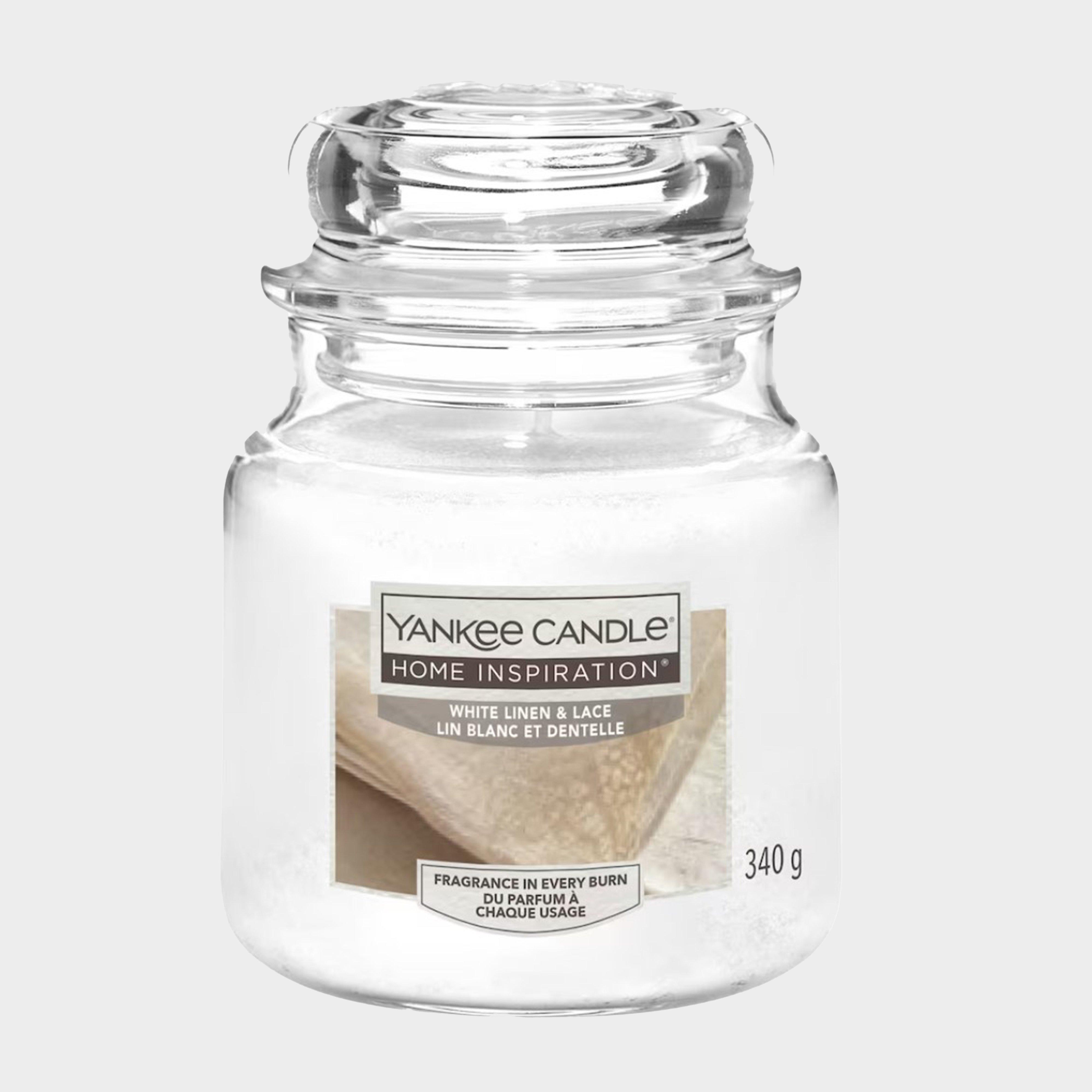 Image of Yankee candle White Linen & Lace Medium Jar, White