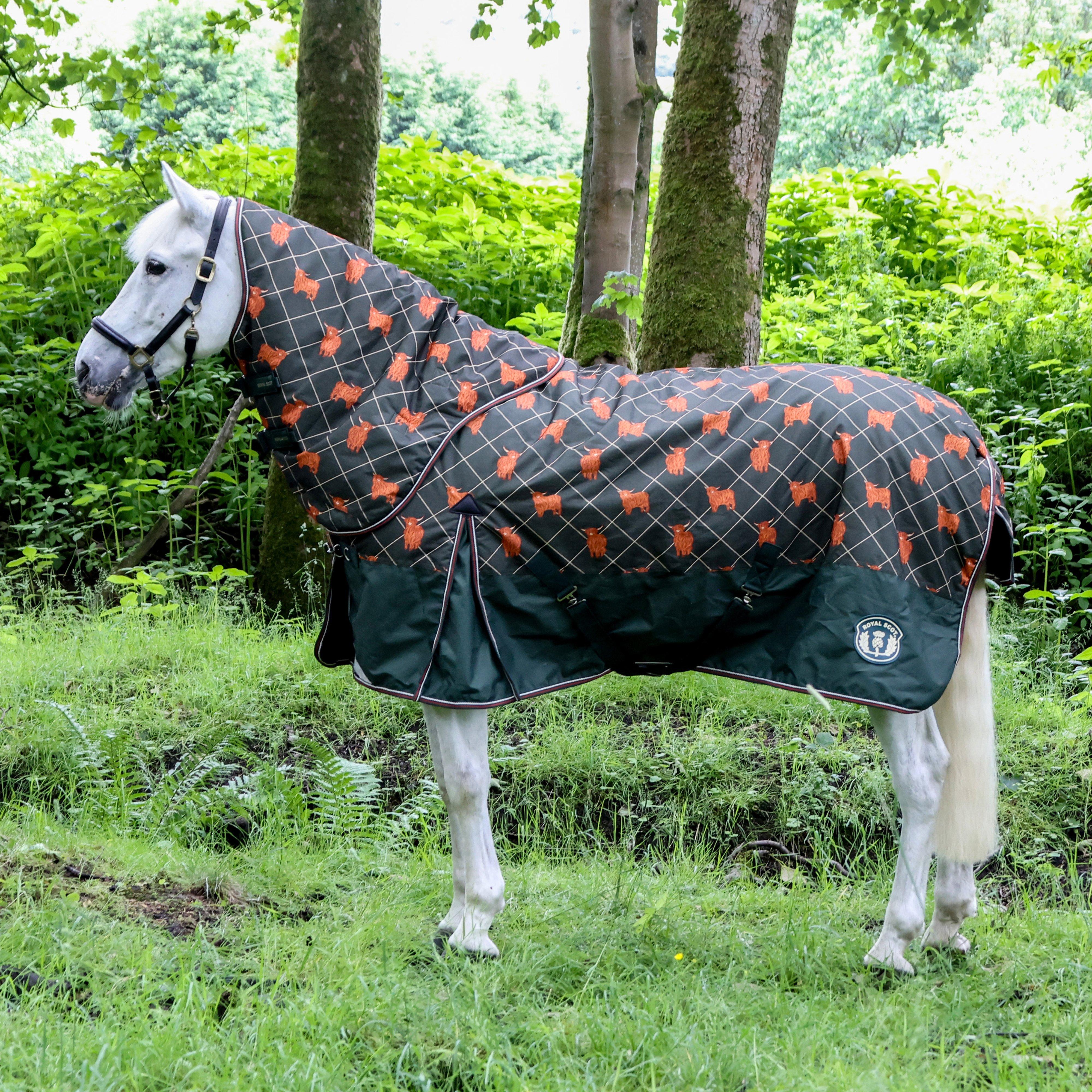 Image of Royal Scot Original 100g Light-Medium Detachable Neck Turnout Rug Olive, Green