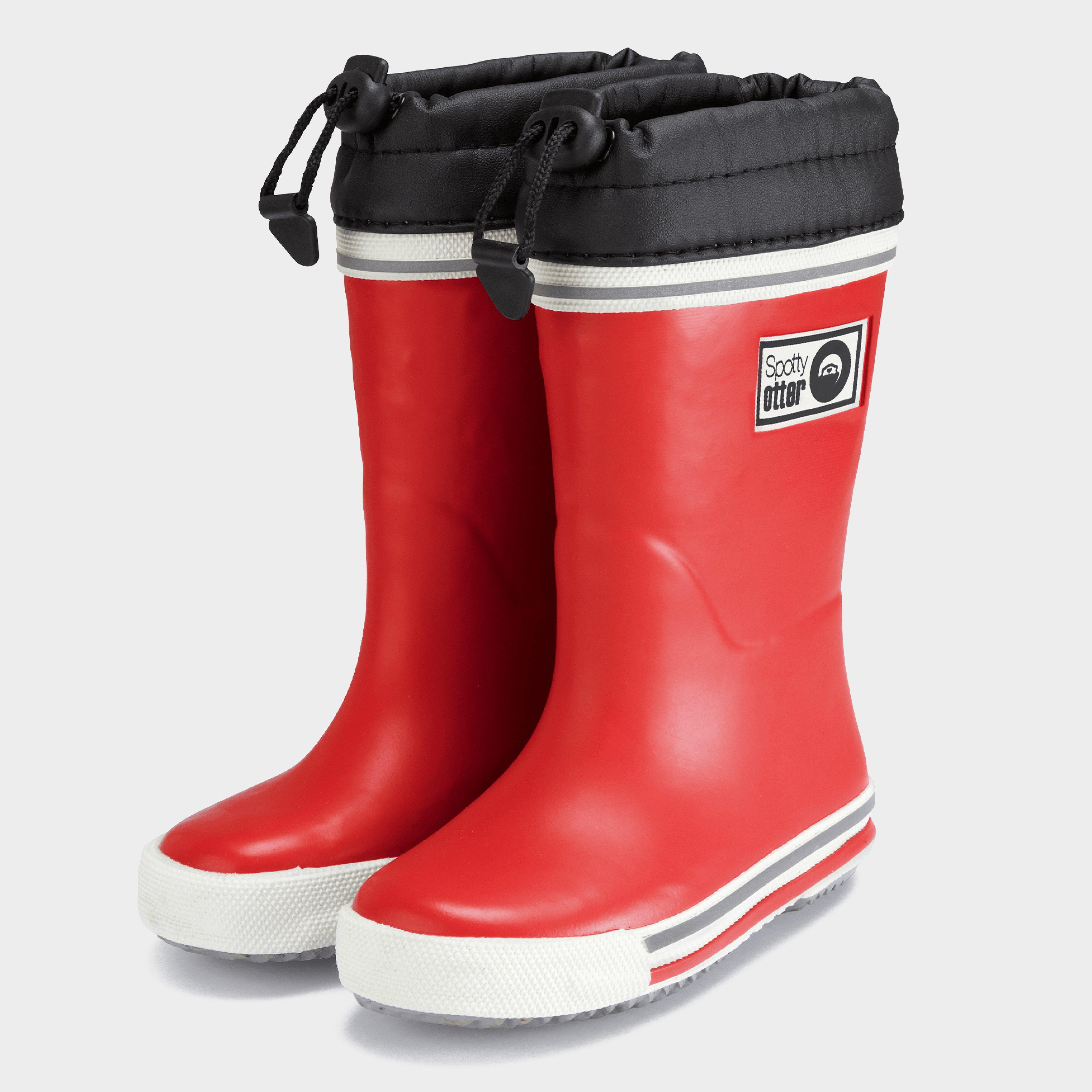 Image of Spotty otter Kids' Forest Leader Fleece Lined Wellies, Red