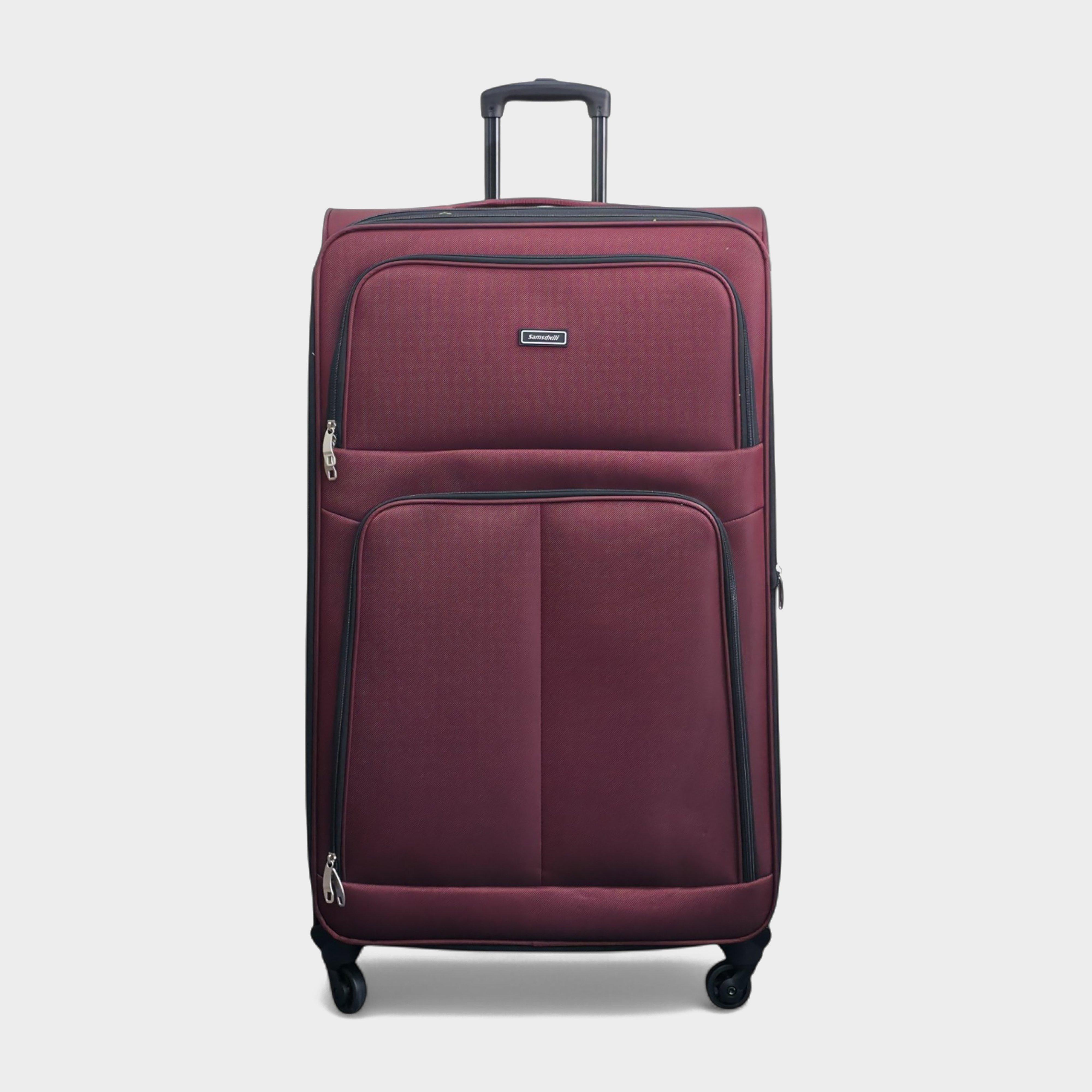 Image of Infinity Leather Expandable Extra Large Soft Shell 4 Wheel Luggage Suitcase, Red