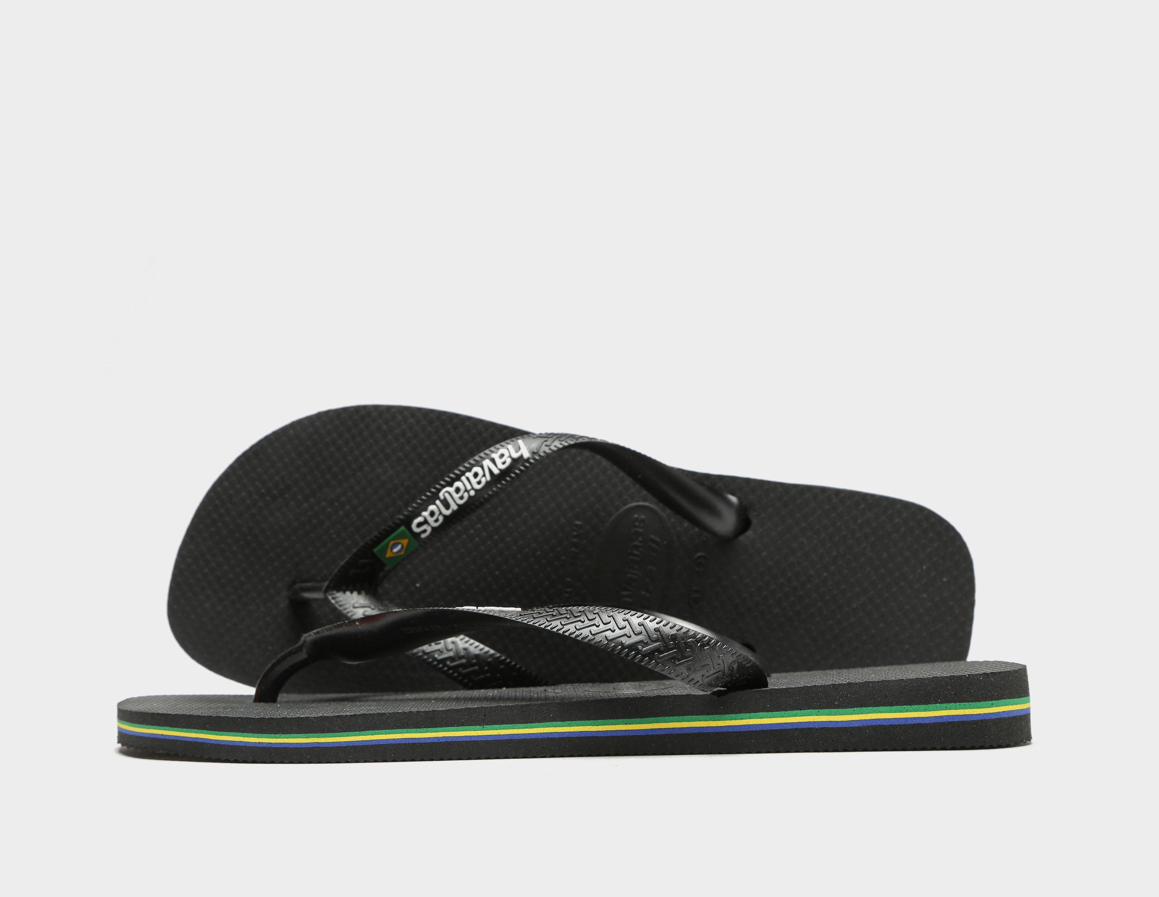 Havaianas Brasil Logo Flip Flops Black in   Size 4.5-5