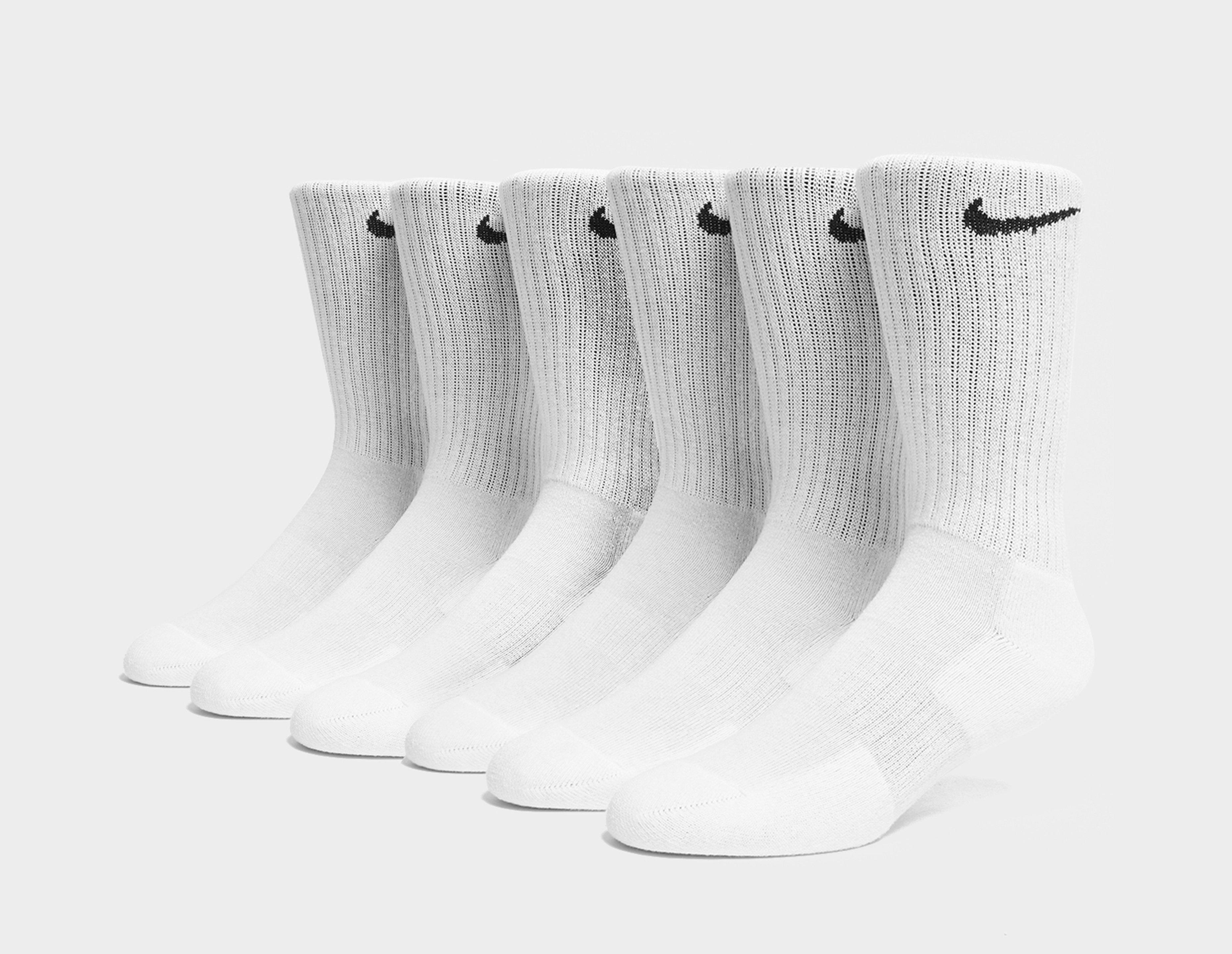 Nike 6-Pack Everyday Cushioned Training Crew Socks White in   Size 8-11