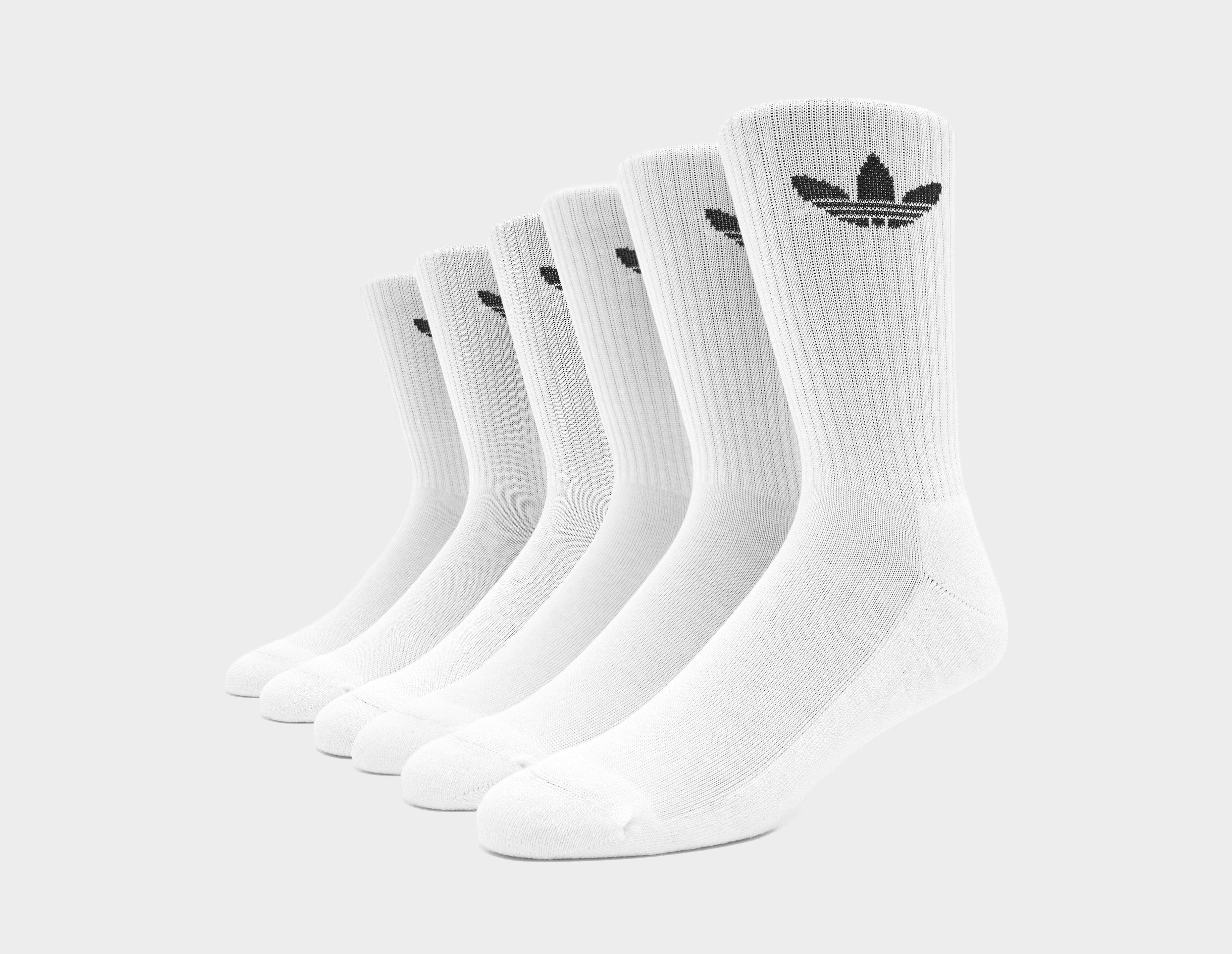Adidas Originals 6-Pack Trefoil Cushion Crew Socks White in   Size 4.5-5.5