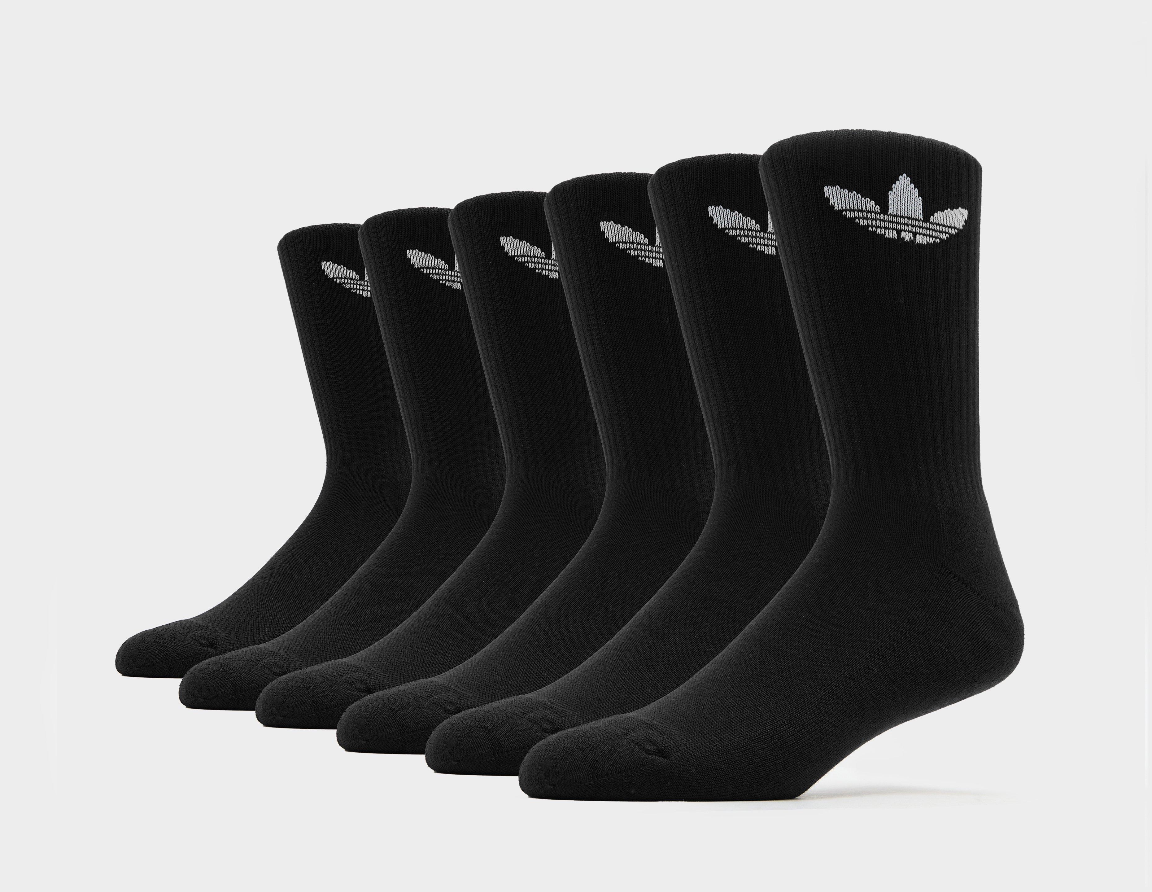 Adidas Originals 6-Pack Trefoil Cushion Crew Socks Black in   Size 4.5-5.5