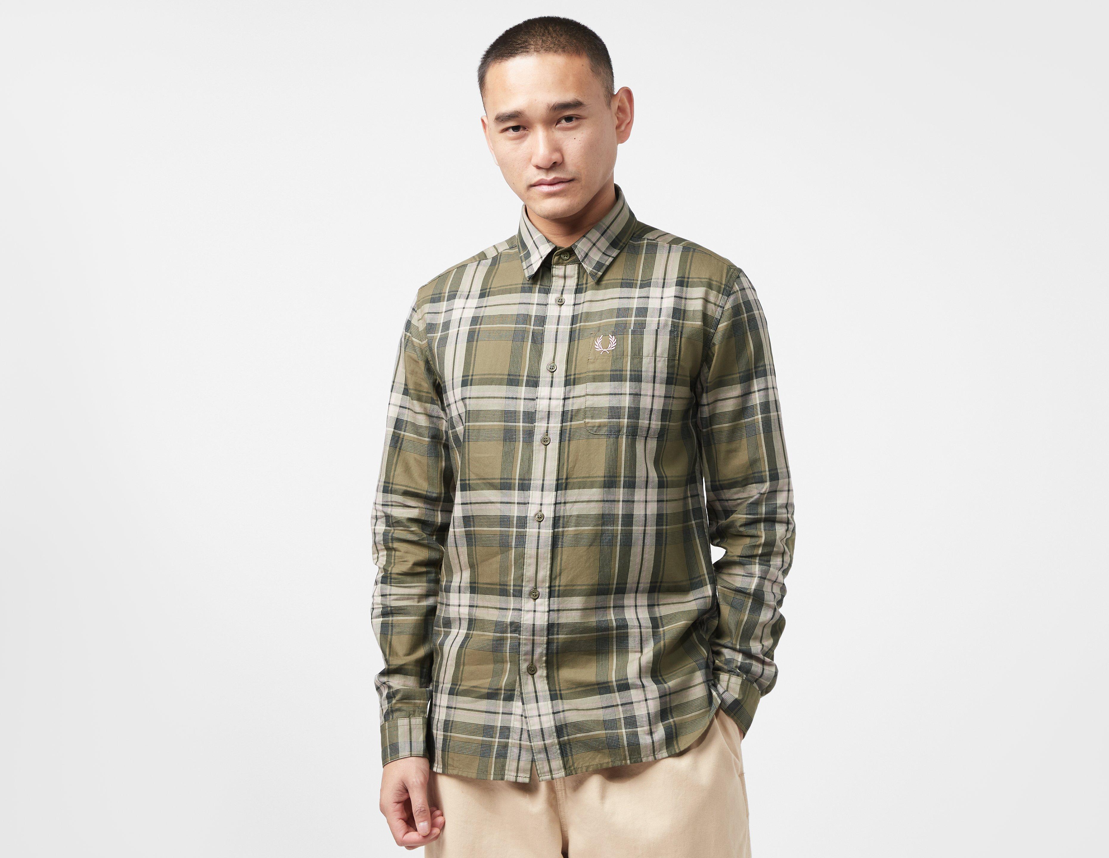 Fred Perry Tartan Twill Shirt Green in  Men's Size Small