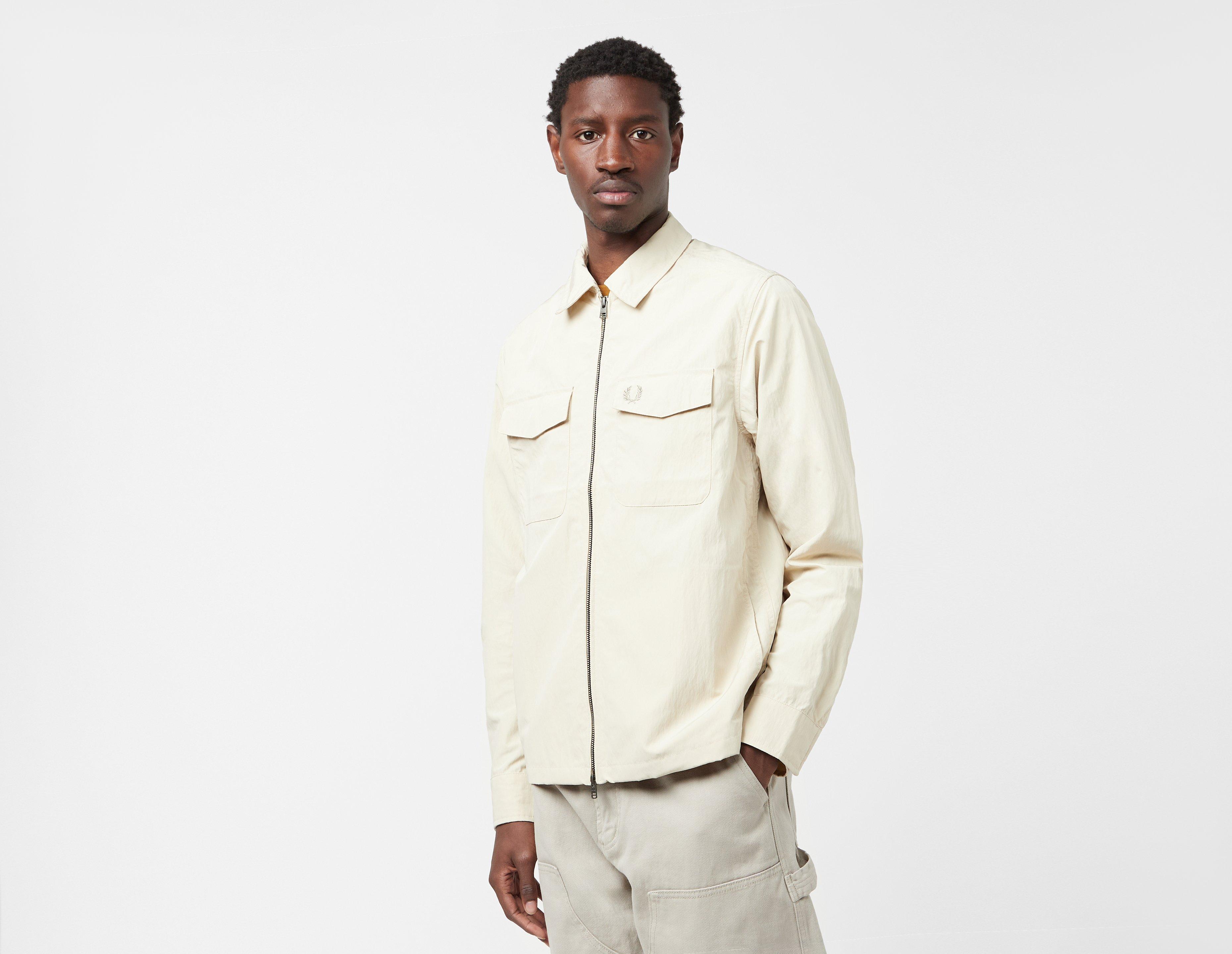 Fred Perry Zip Overshirt Beige in  Men's Size Small