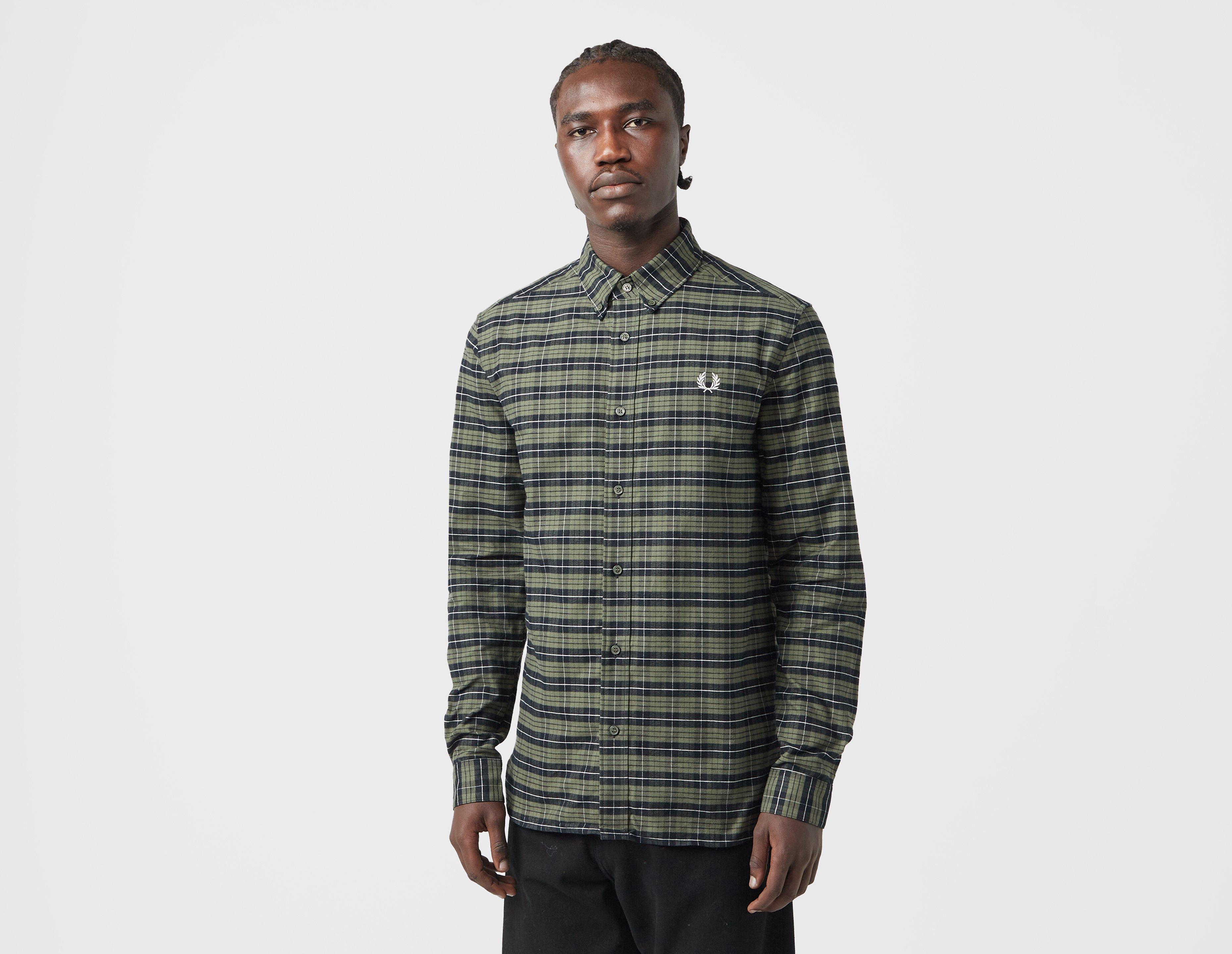Fred Perry Tartan Oxford Shirt Green in  Men's Size Small