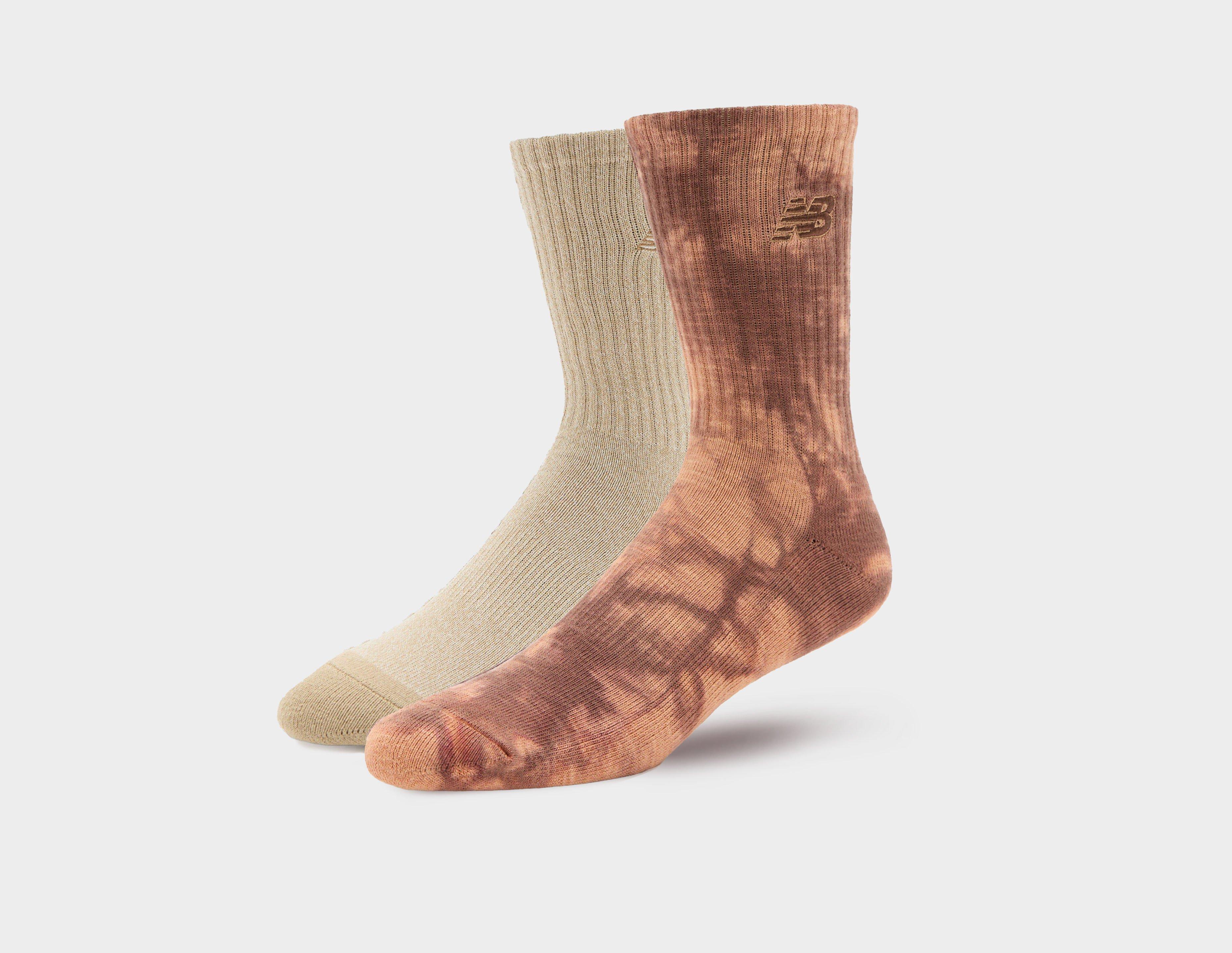 New Balance Tie Dye Midcalf Socks 2 Pack Brown in   Size Large