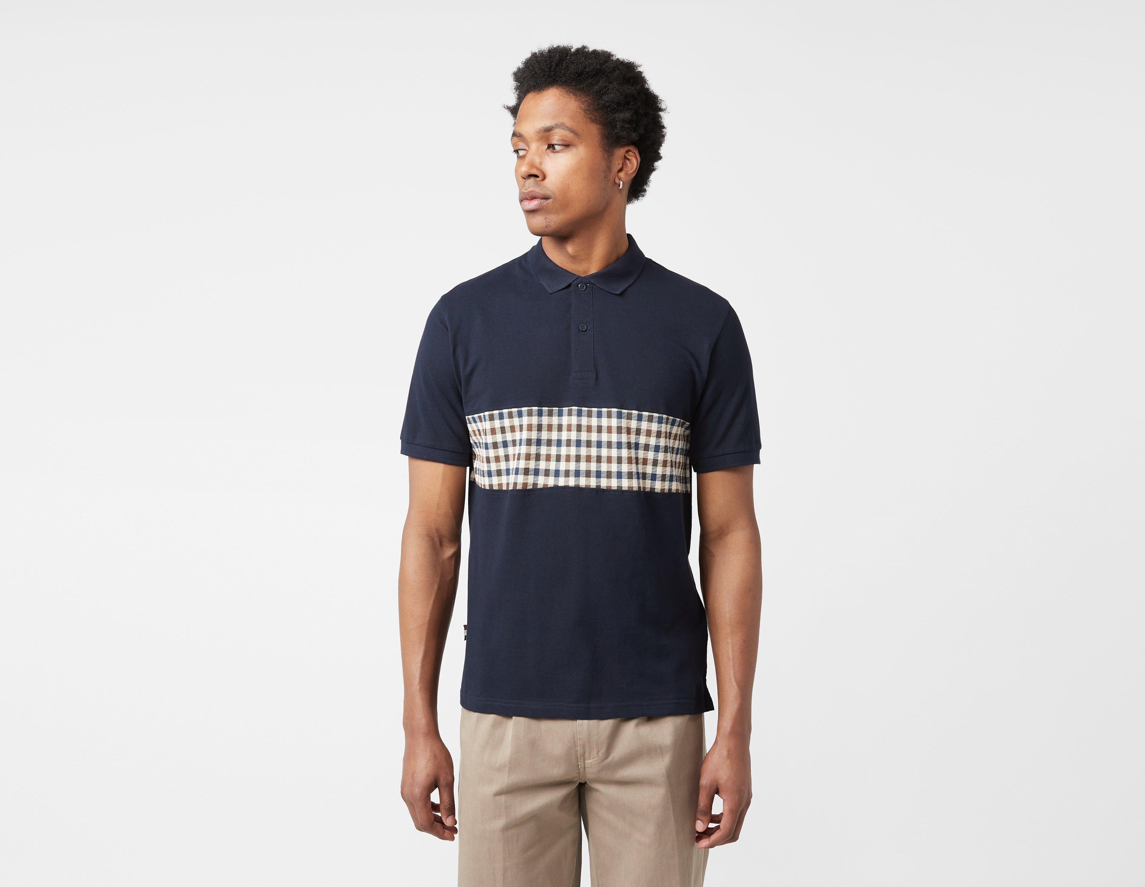 Aquascutum Active Club Check Insert Polo Blue in  Men's Size Small