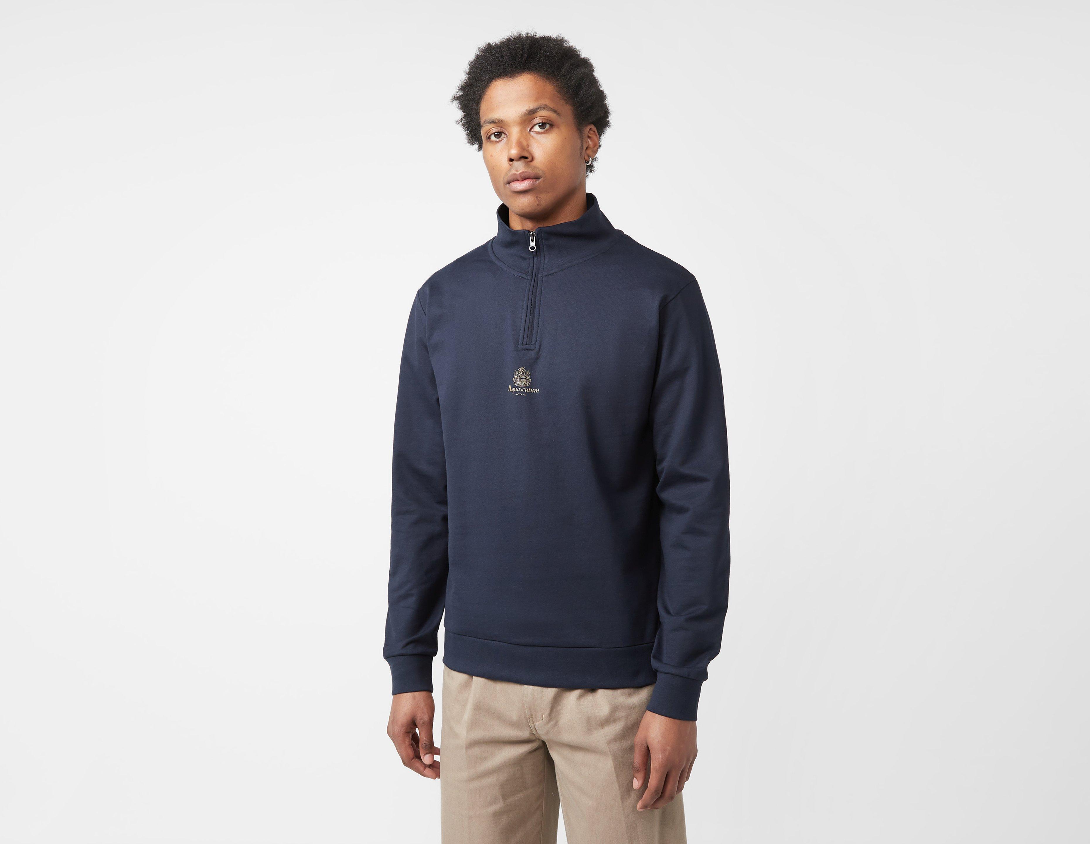 Aquascutum Small Logo 1/4 Zip Sweatshirt Blue in  Men's Size Small