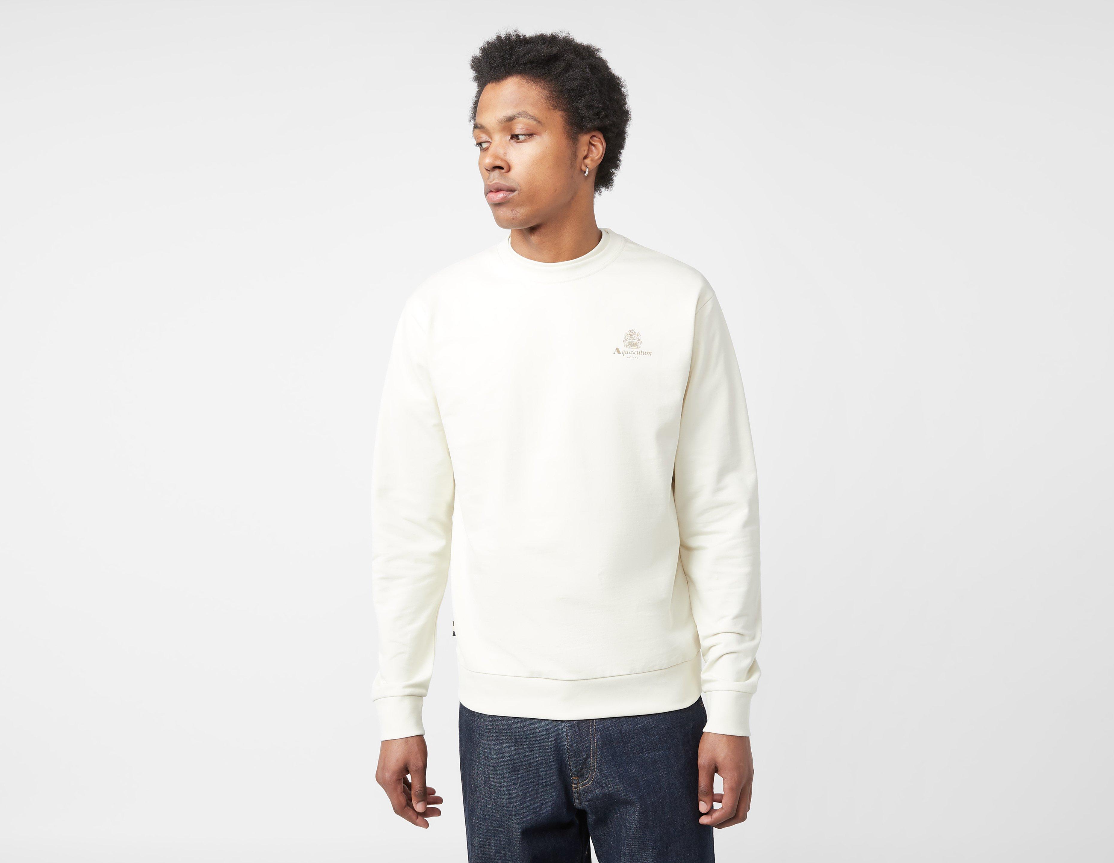 Aquascutum Active Small Logo Sweatshirt White in  Men's Size Large
