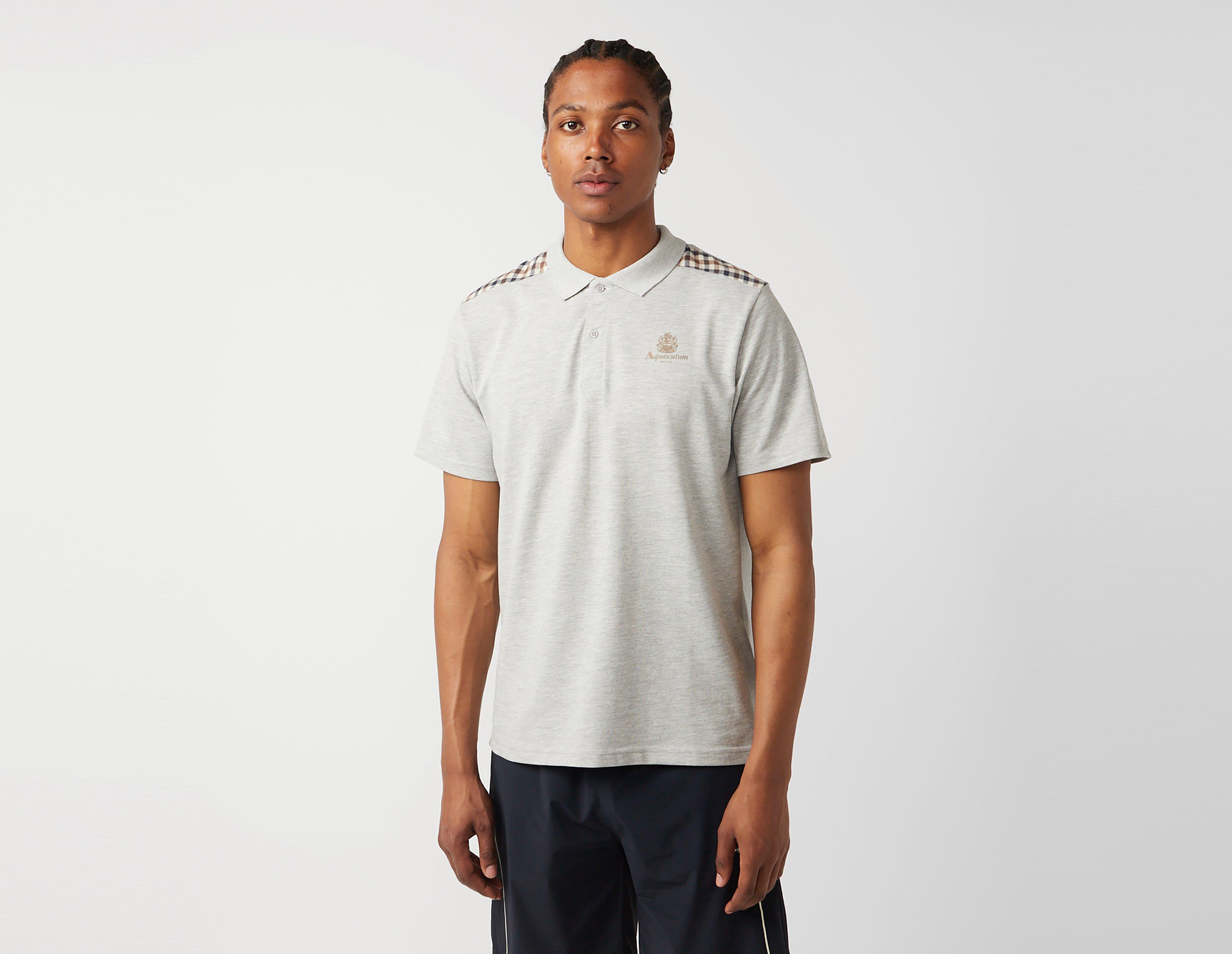 Aquascutum Club Check Detail Polo Shirt Grey in  Men's Size Medium
