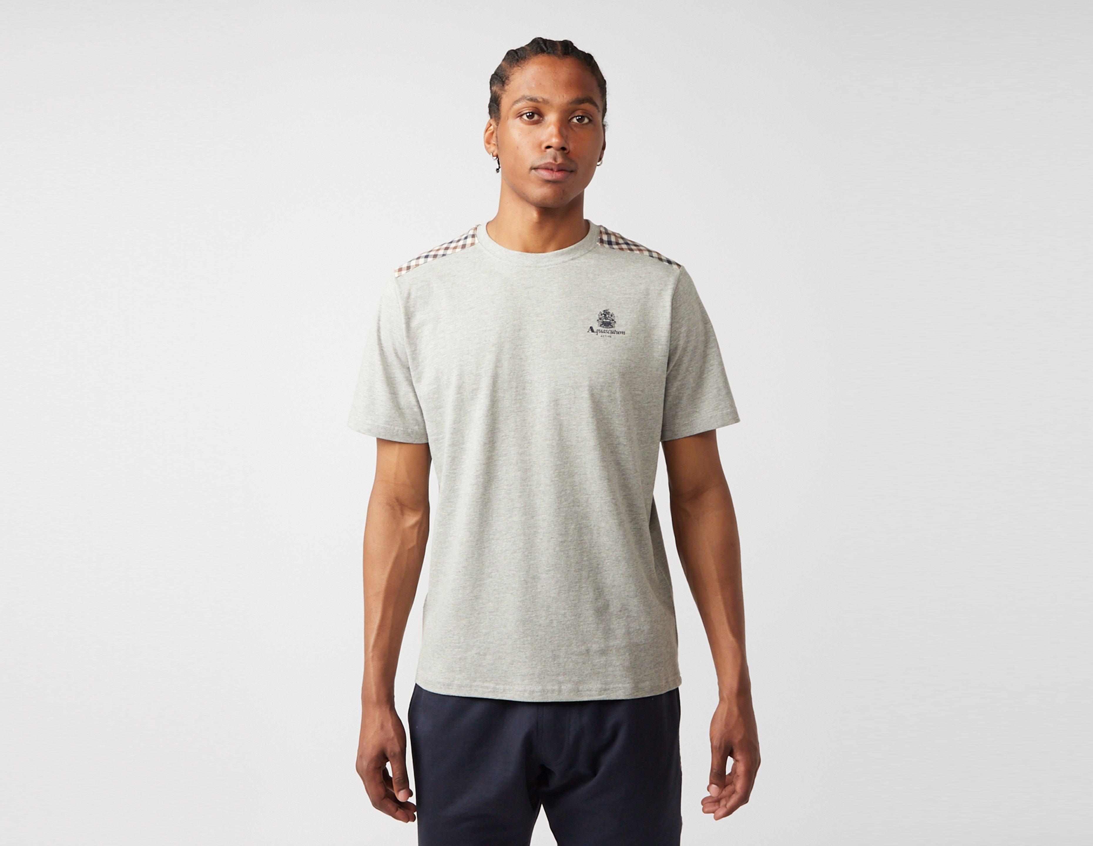 Aquascutum Club Check Detail T-Shirt Grey in  Men's Size Medium