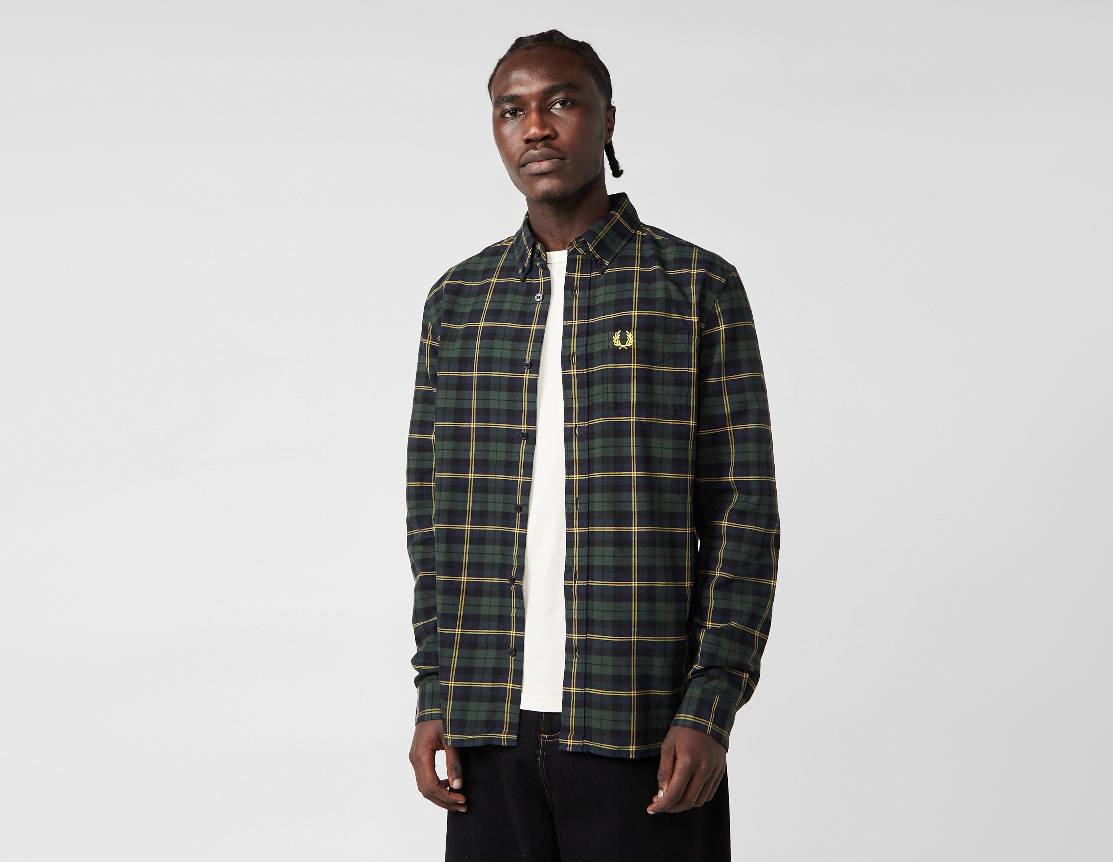 Fred Perry Tartan Oxford Shirt Green in  Men's Size Medium