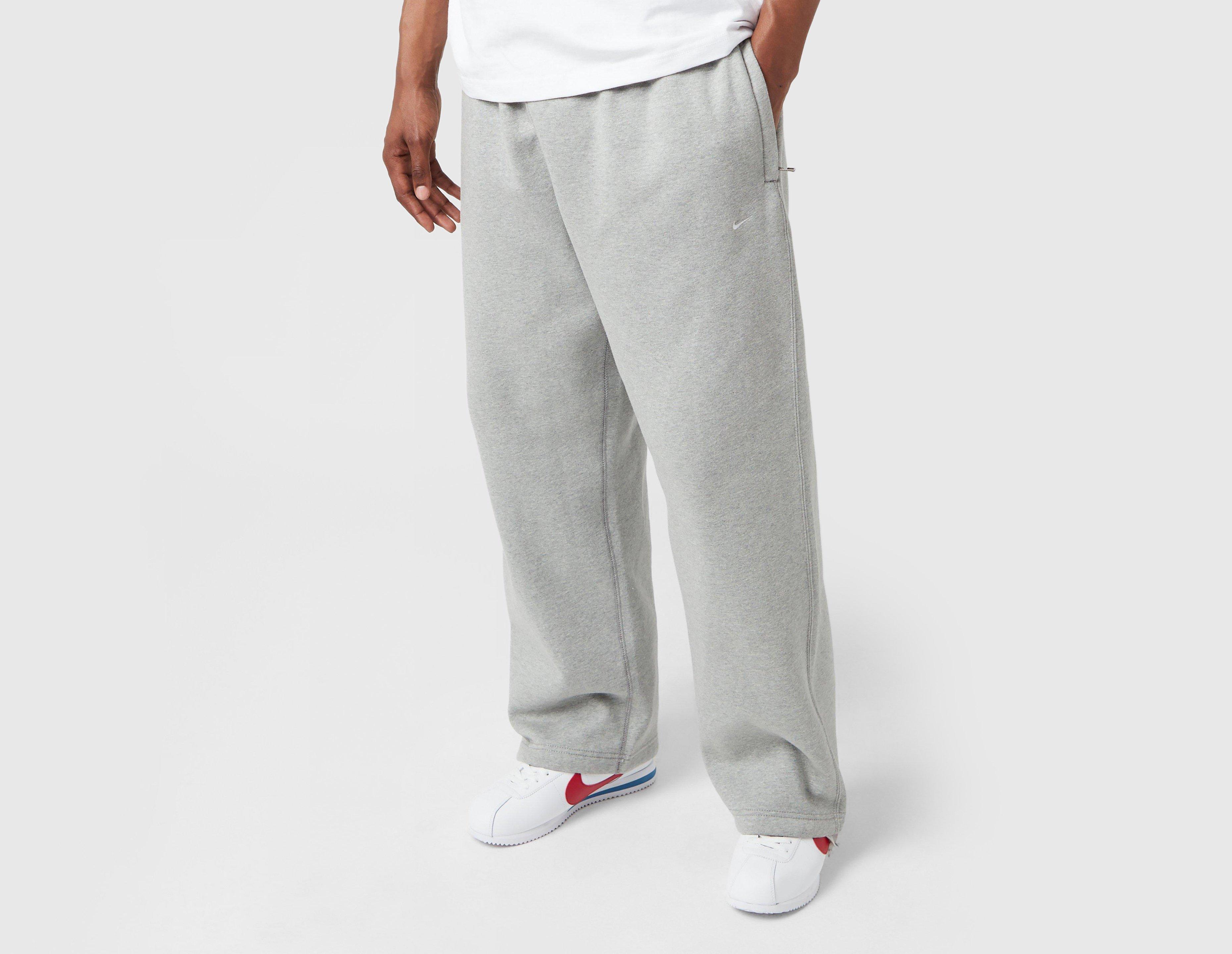 Nike Solo Swoosh Open Hem Fleece Pants Grey in  Men's Size Medium