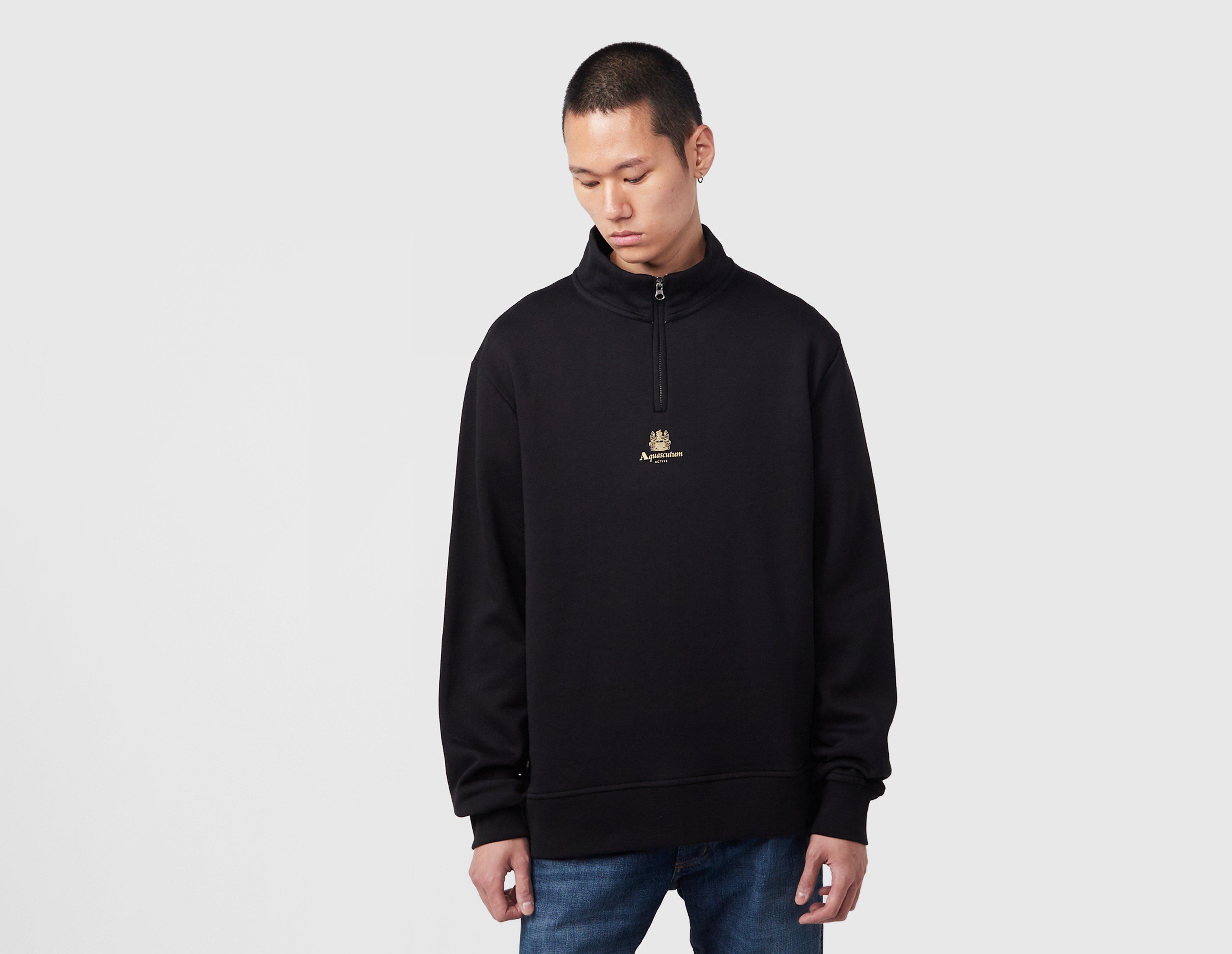 Aquascutum Active 1/4 Zip Sweatshirt Black in  Men's Size Large