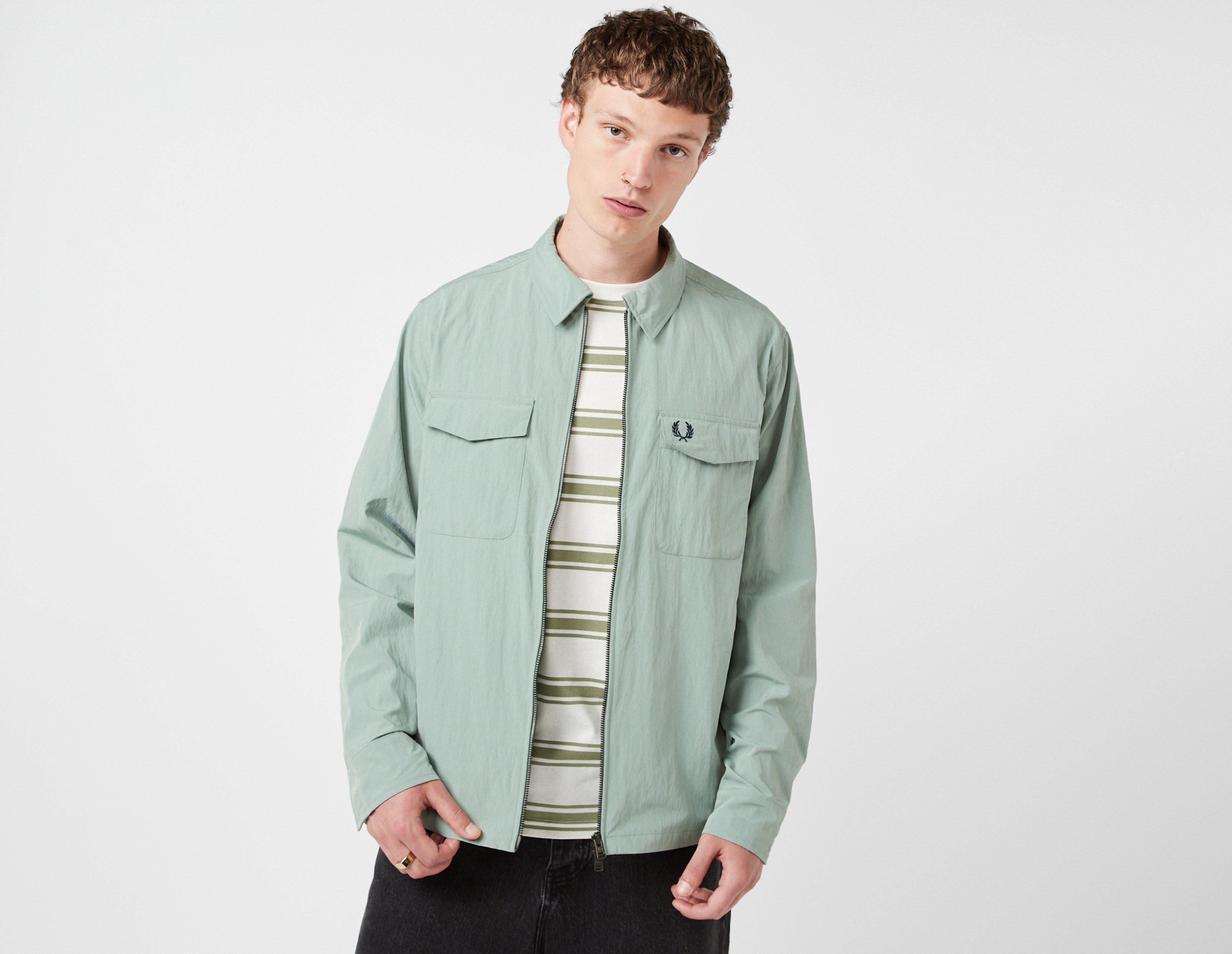 Fred Perry Zip Overshirt Green in  Men's Size Small