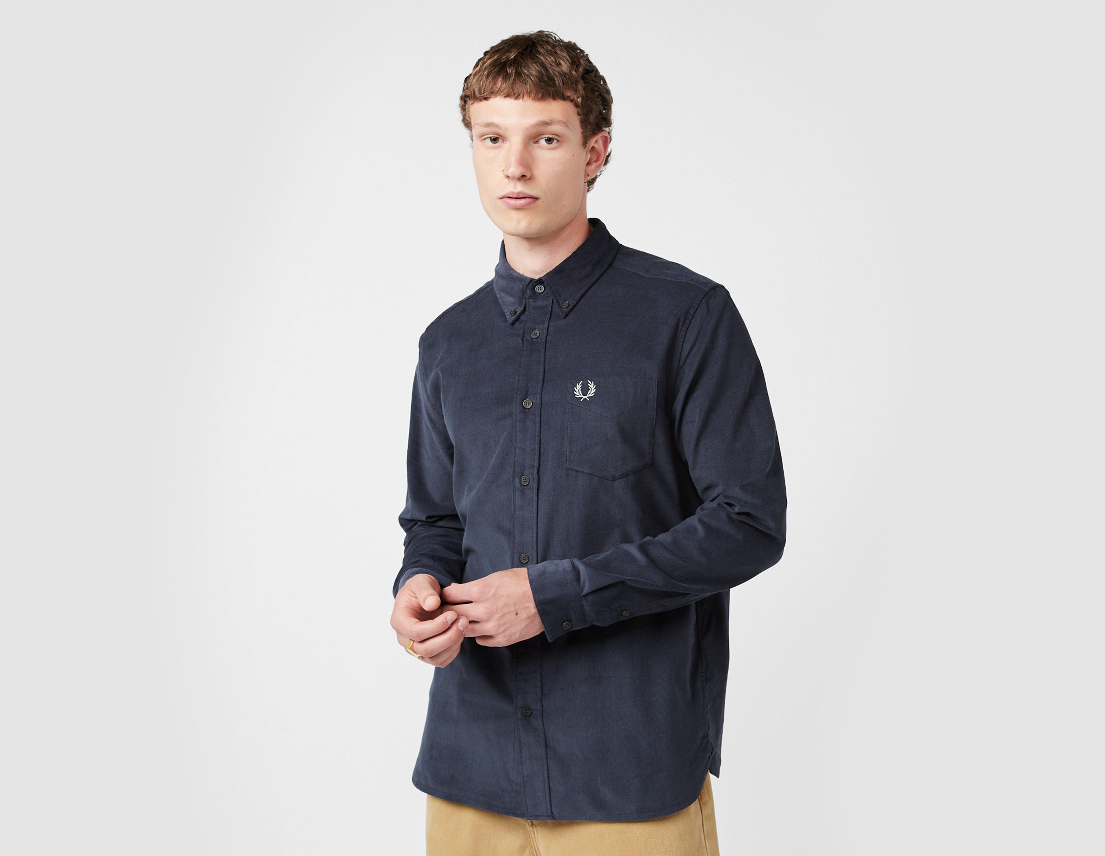 Fred Perry Needle Cord Shirt Blue in  Men's Size Medium