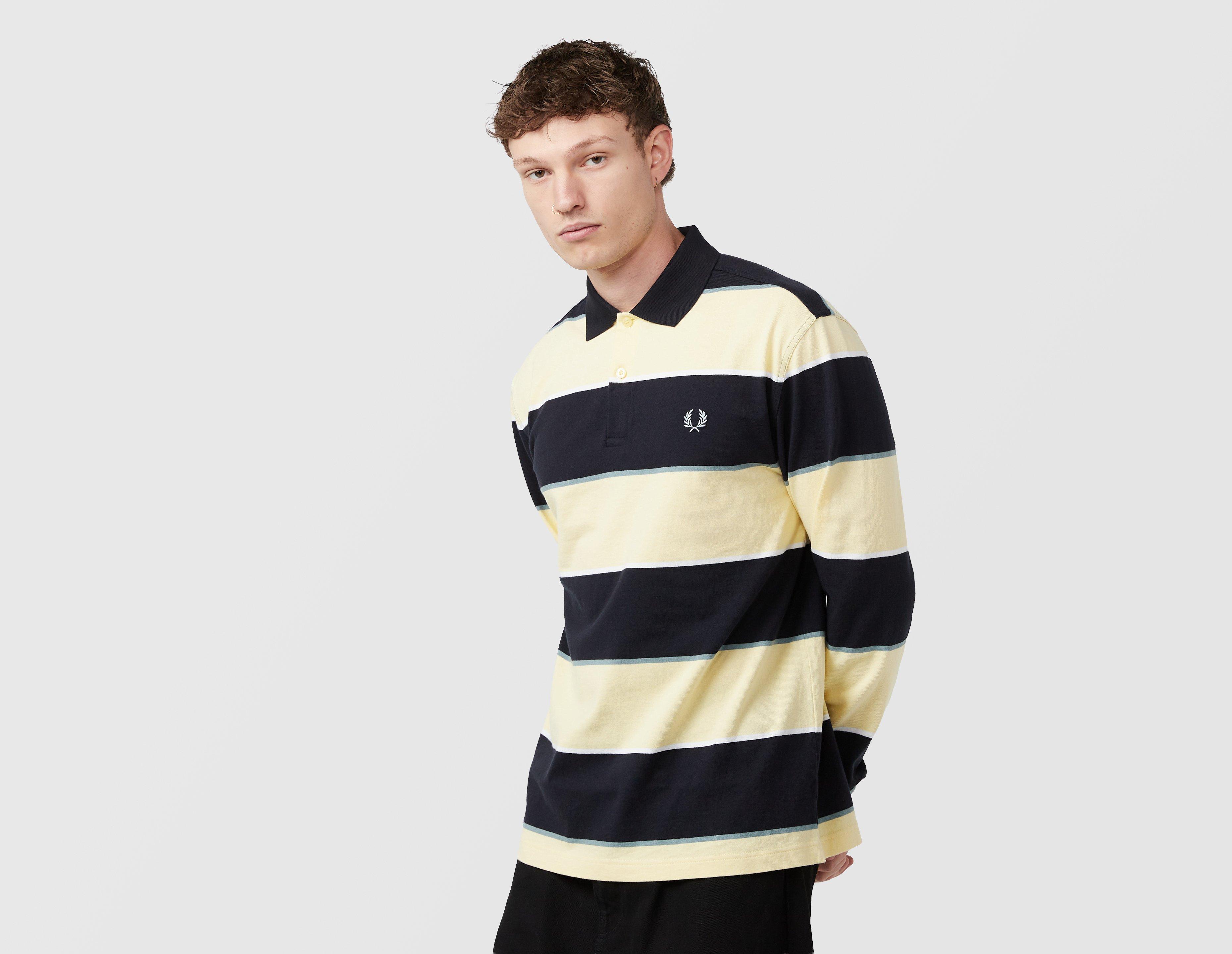 Fred Perry Long Sleeve Striped Polo Shirt Yellow in  Men's Size XL