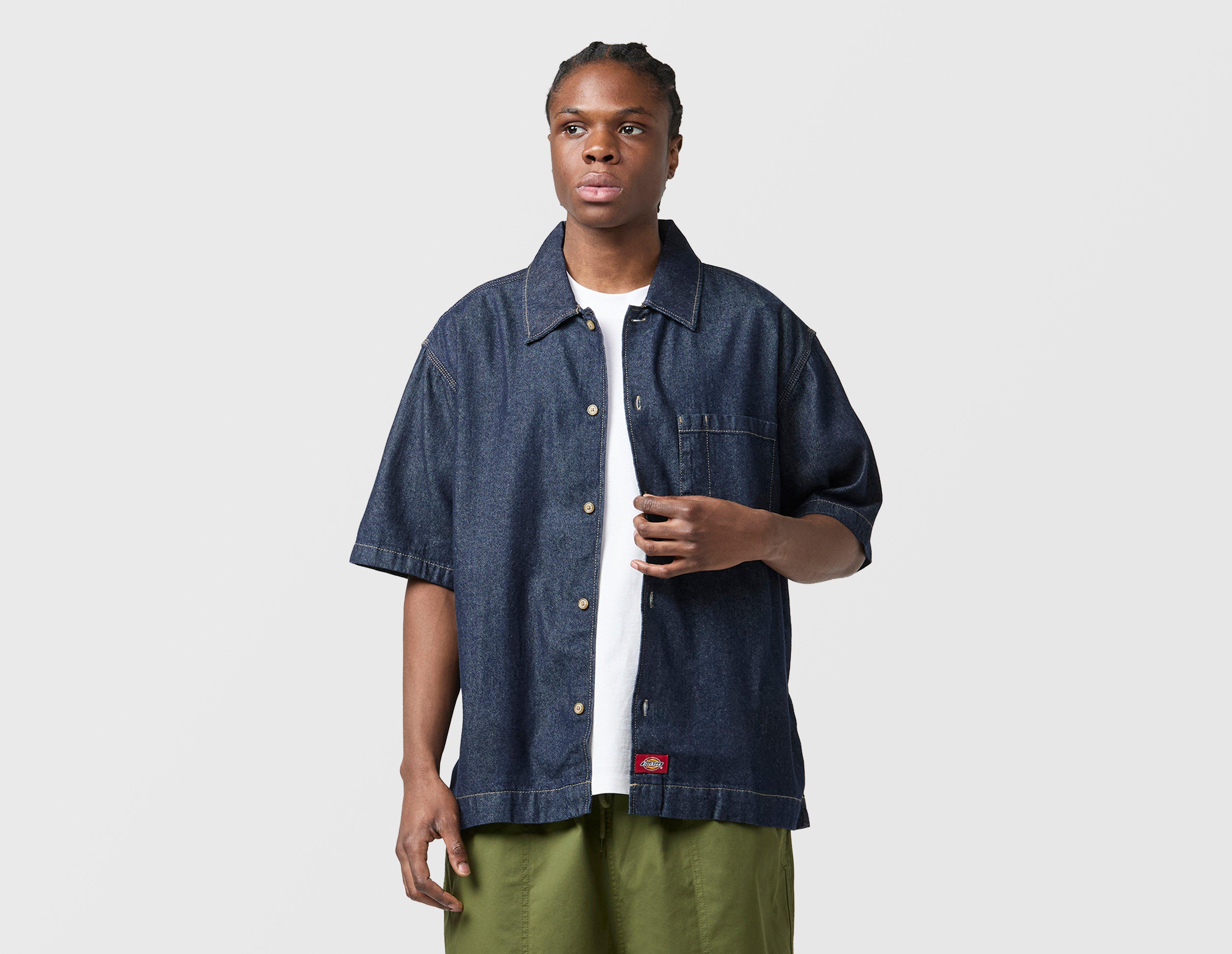 Dickies Denim Short Sleeve Shirt Blue in  Men's Size Medium