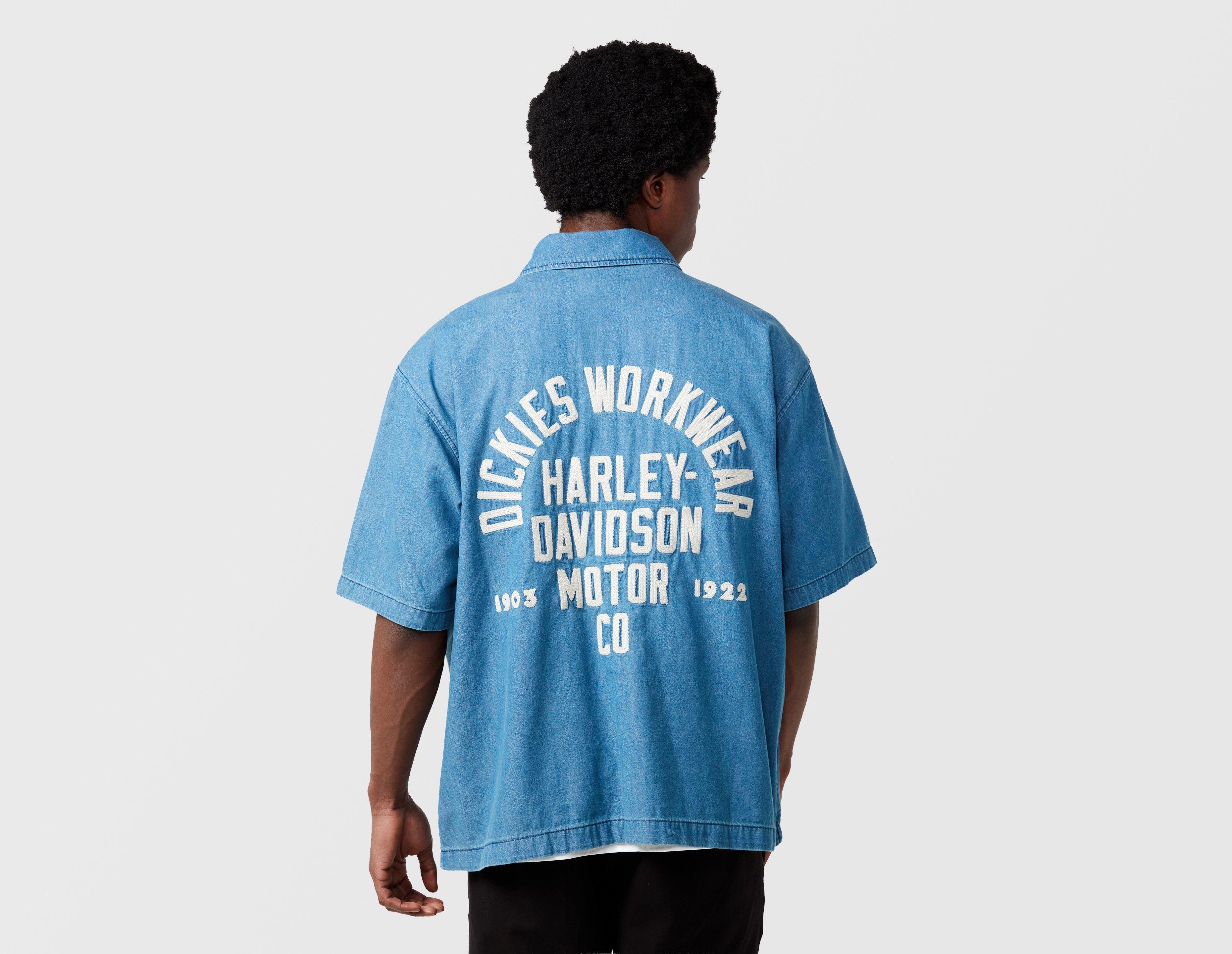 Dickies X Harley Davidson Short Sleeve Denim Shirt Blue in  Men's Size Medium