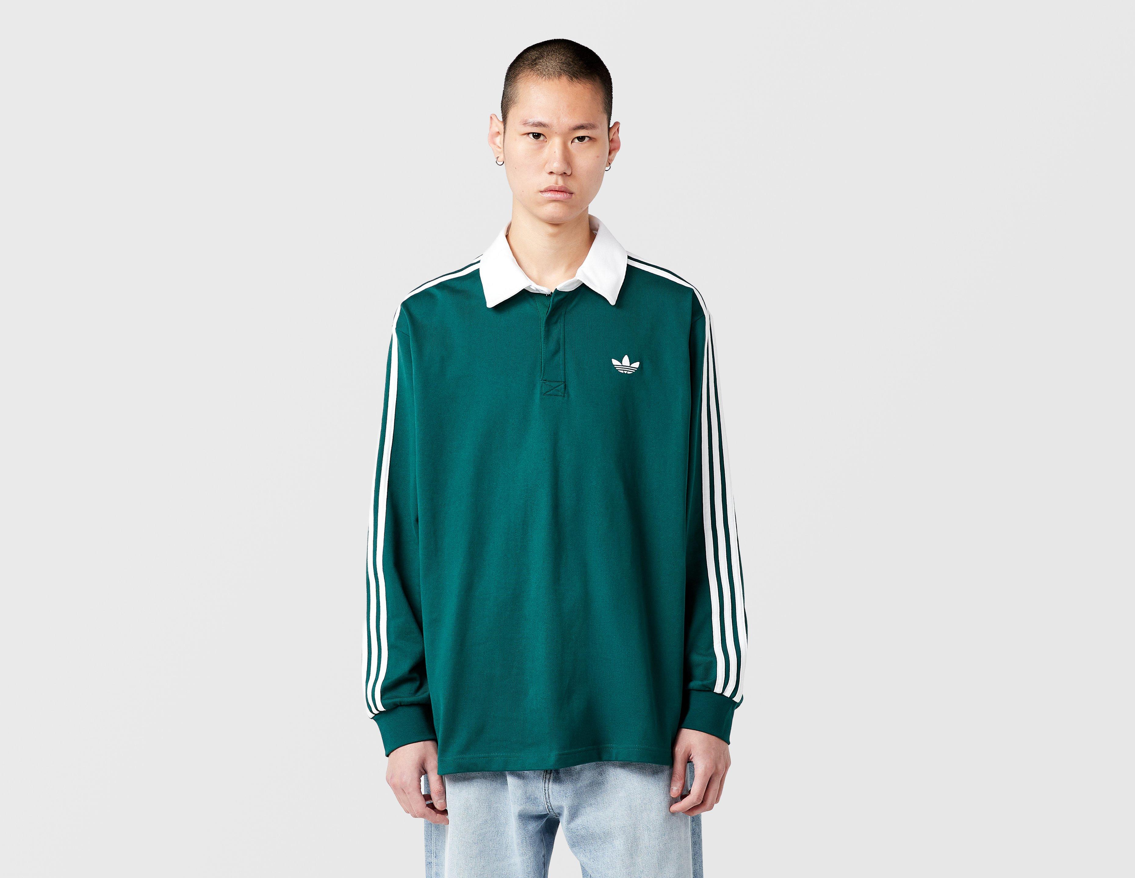 Adidas Originals 3-Stripes Rugby Long Sleeve Polo Shirt Green in  Men's Size Small