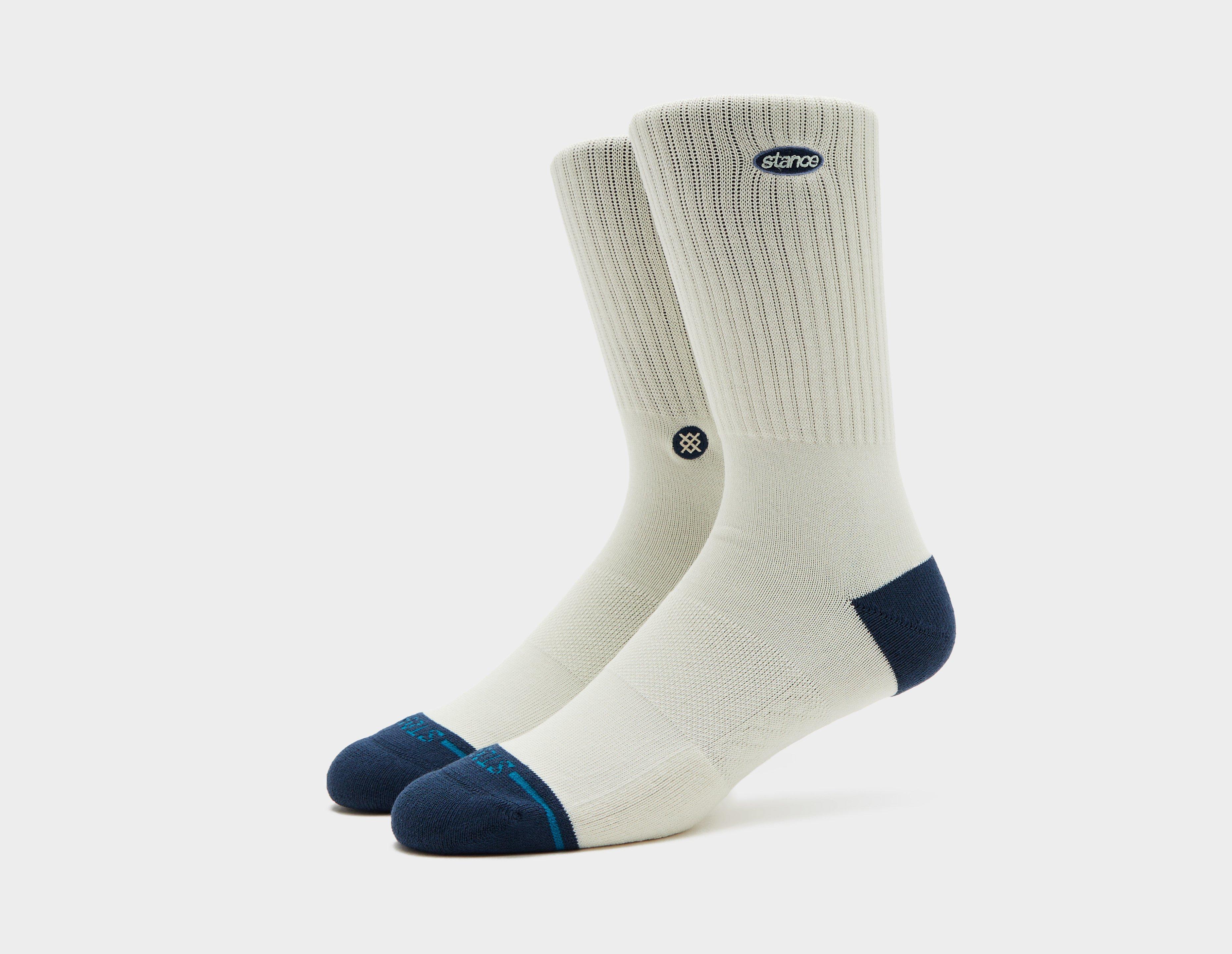 Stance Blurred Crew Socks White in   Size Large