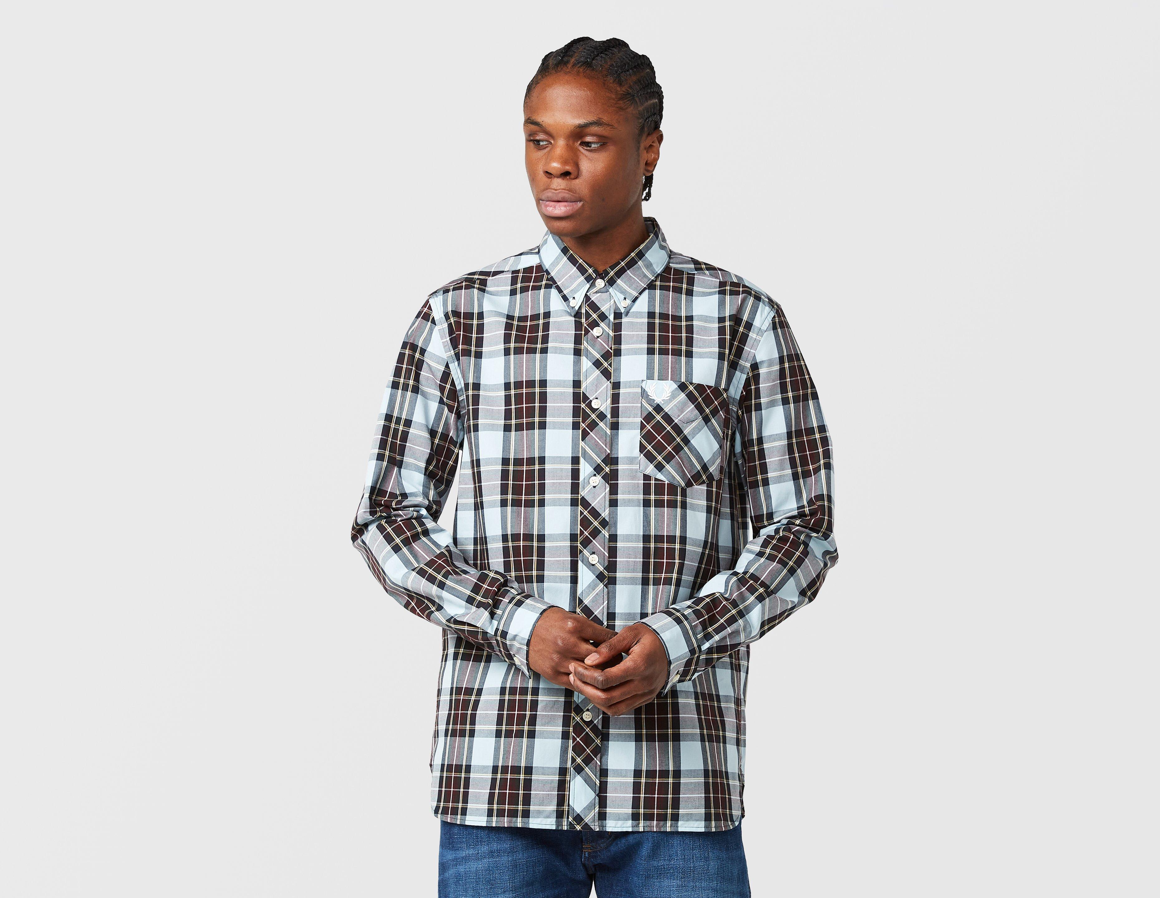 Fred Perry Tartan Shirt Blue in  Men's Size XL