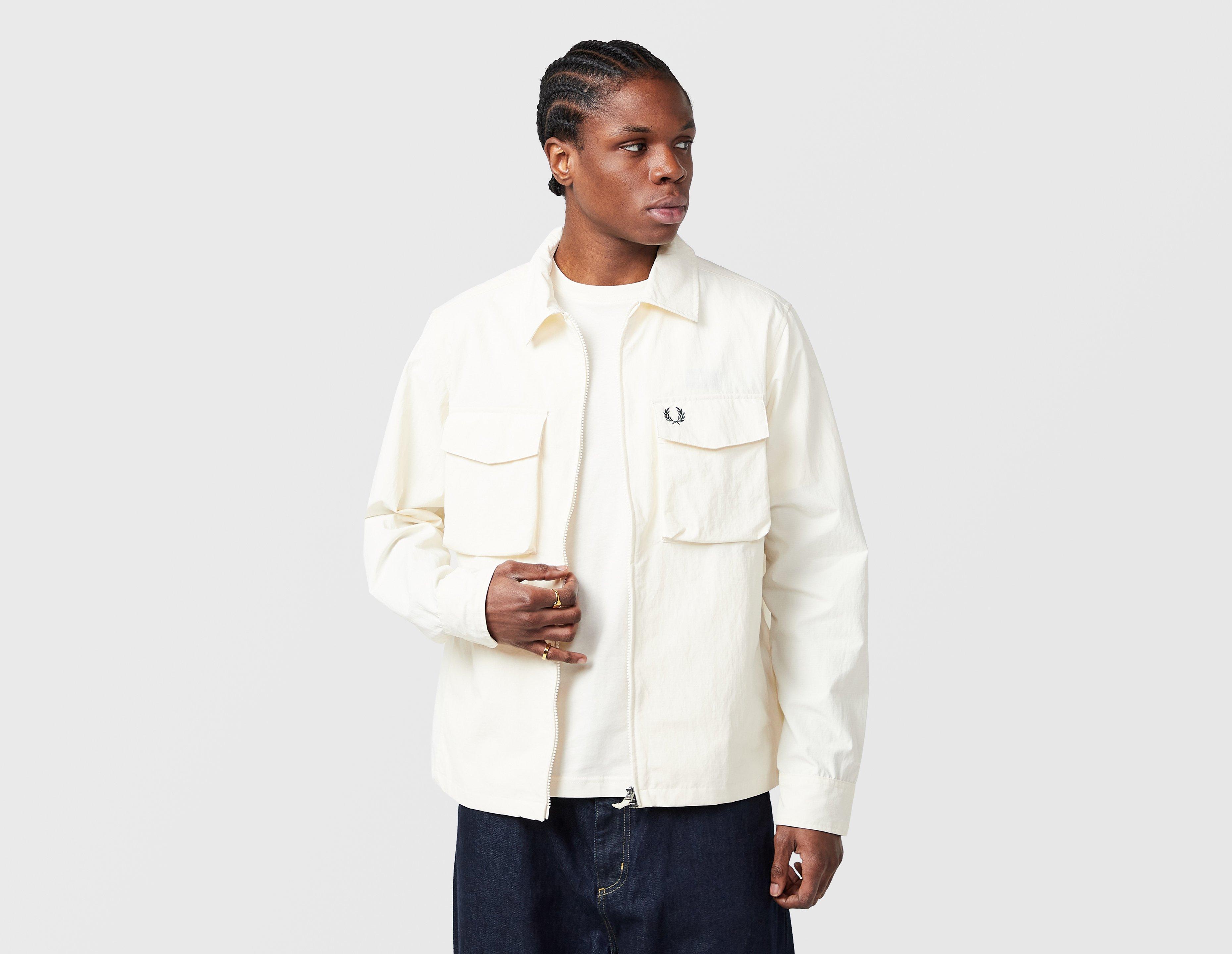 Fred Perry Ripstop Pocket Overshirt White in  Men's Size Large