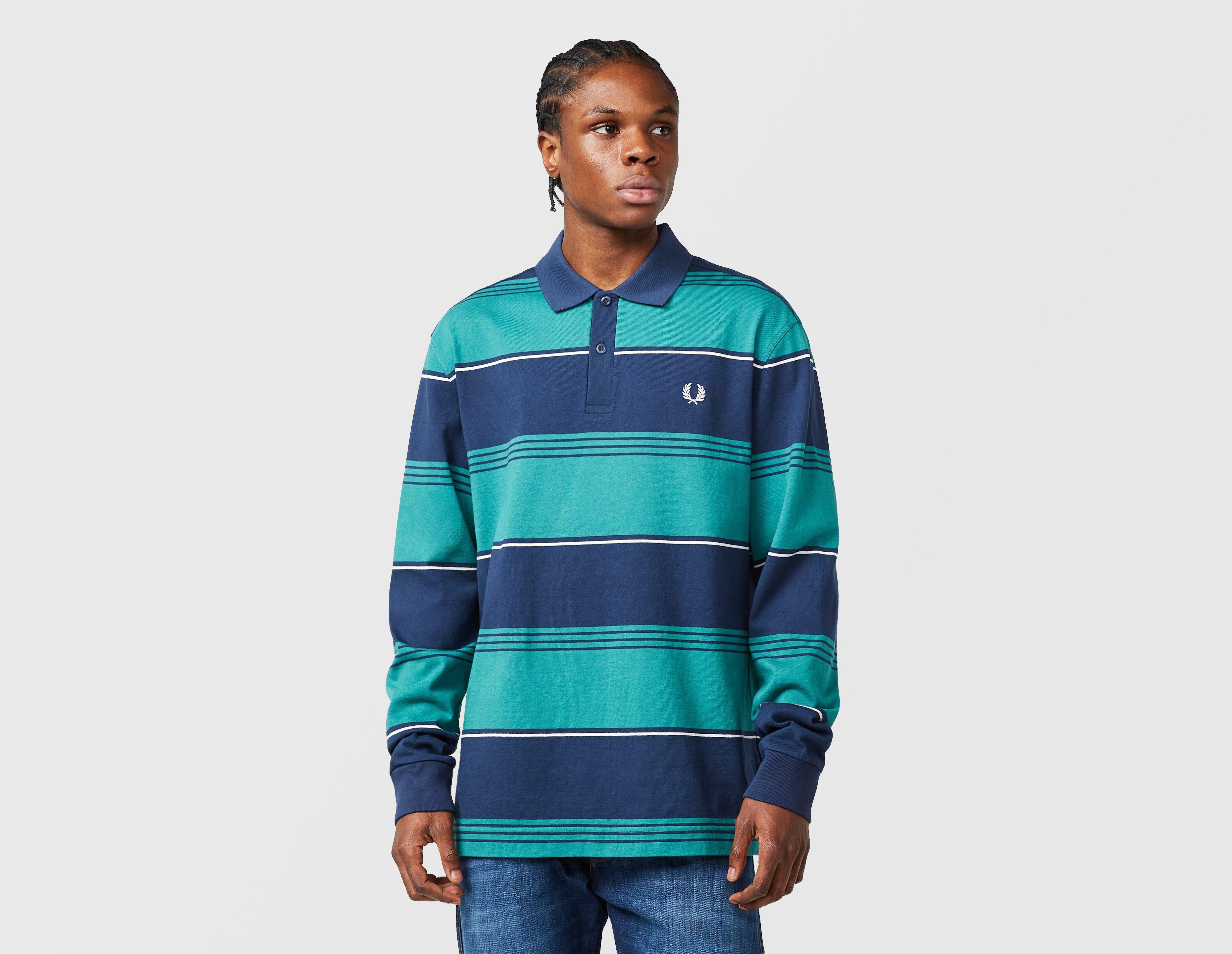 Fred Perry Striped Long Sleeve Polo Green in  Men's Size XL