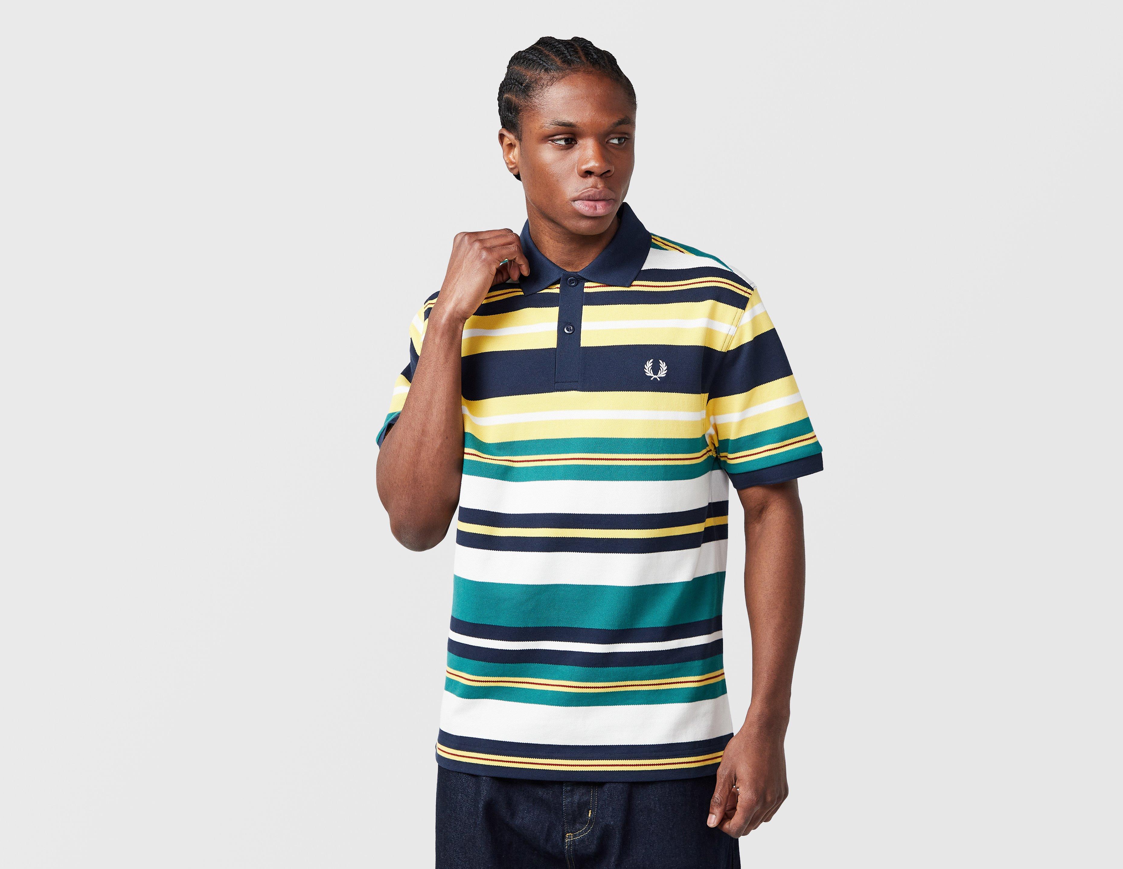 Fred Perry Striped Relaxed Polo Shirt Yellow in  Men's Size Small